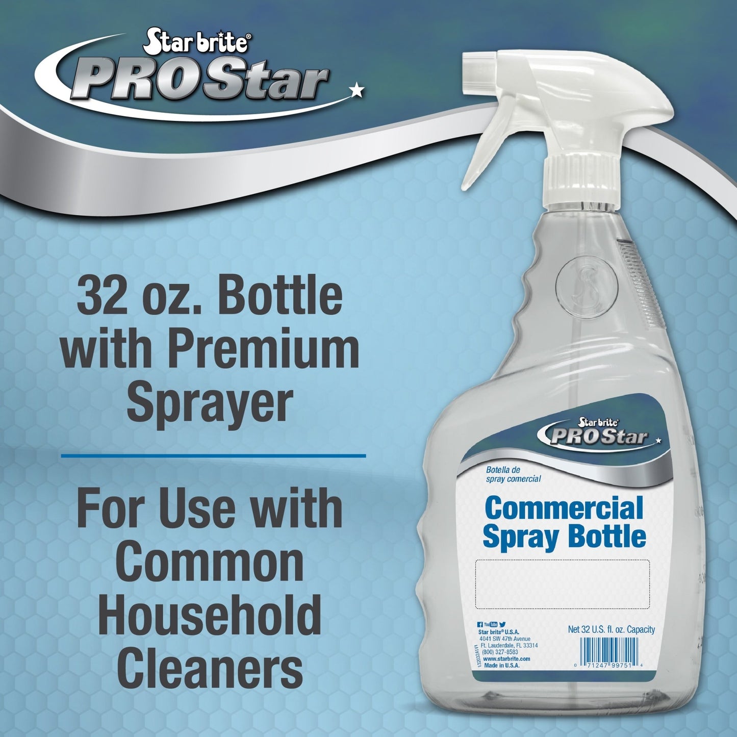 PRO 32 Oz Commercial - Grade Spray Bottle - Adjustable Nozzle - Star brite Distributing, LLC