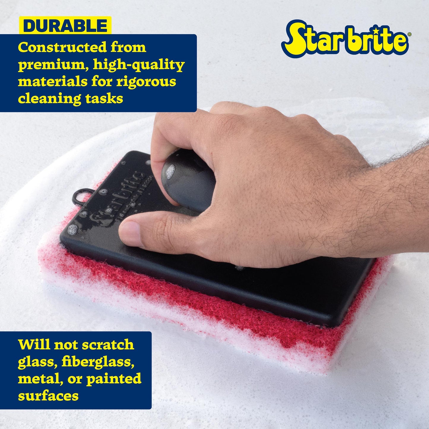 All - Purpose Medium (Red) Scrubber Pad - Ergonomic Handle - Star brite Distributing, LLC