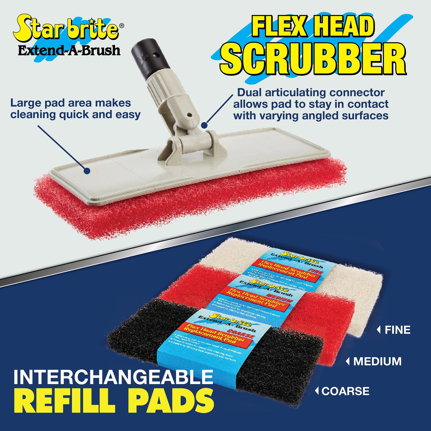 Large Scrub Pad With Flexible Head Scrubber - Med Texture (Red) - Star brite Distributing, LLC