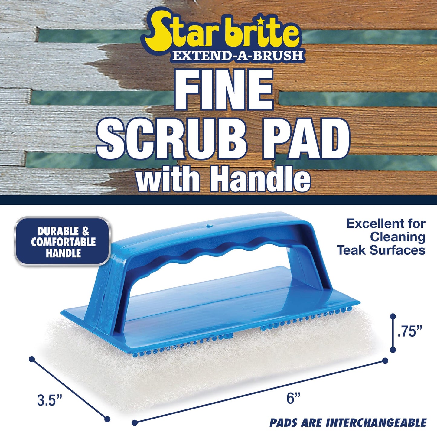 Fine White Scrub Pad with Interchangeable Handle - Star brite Distributing, LLC