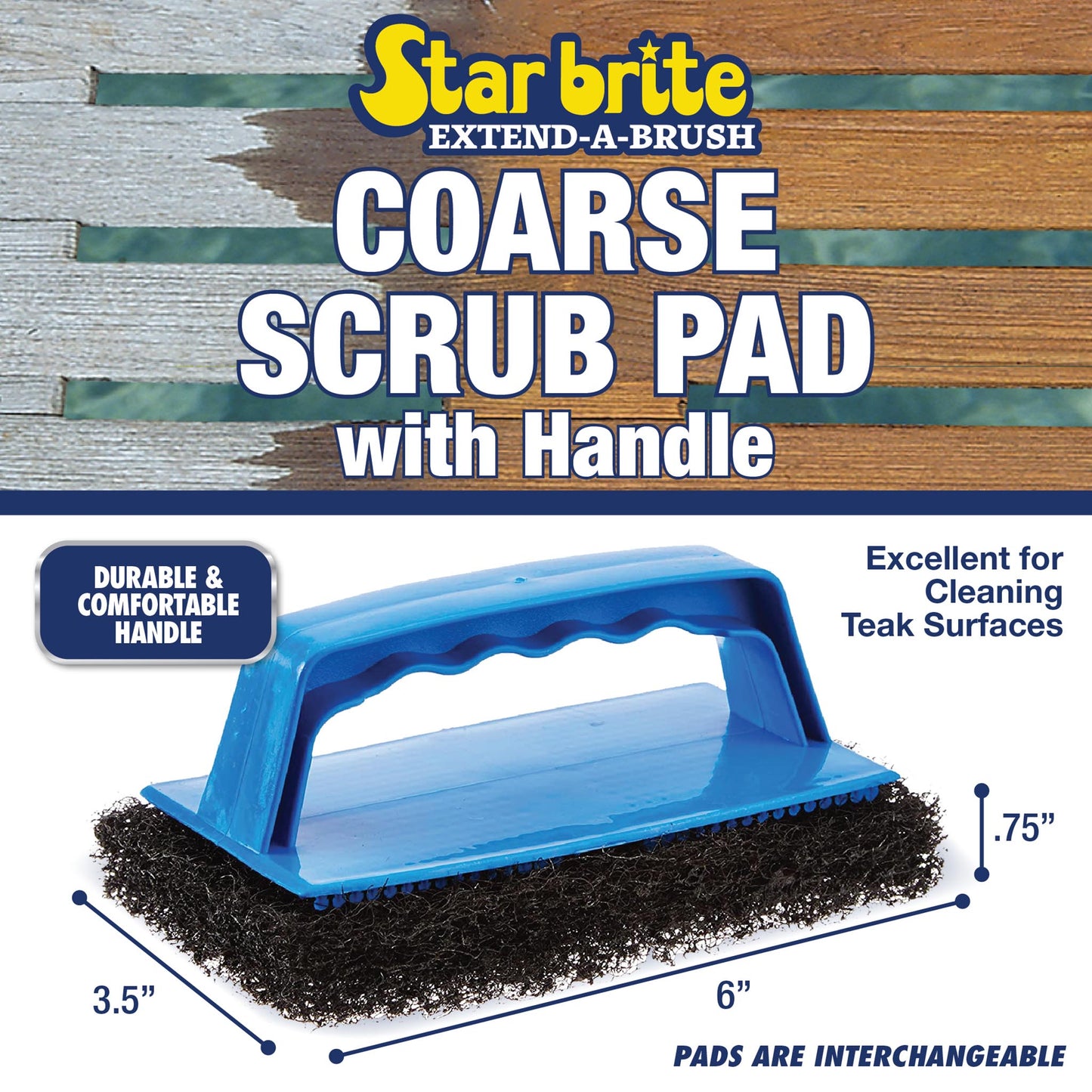 Coarse Black Scrub Pad with Interchangeable Handle - Star brite Distributing, LLC