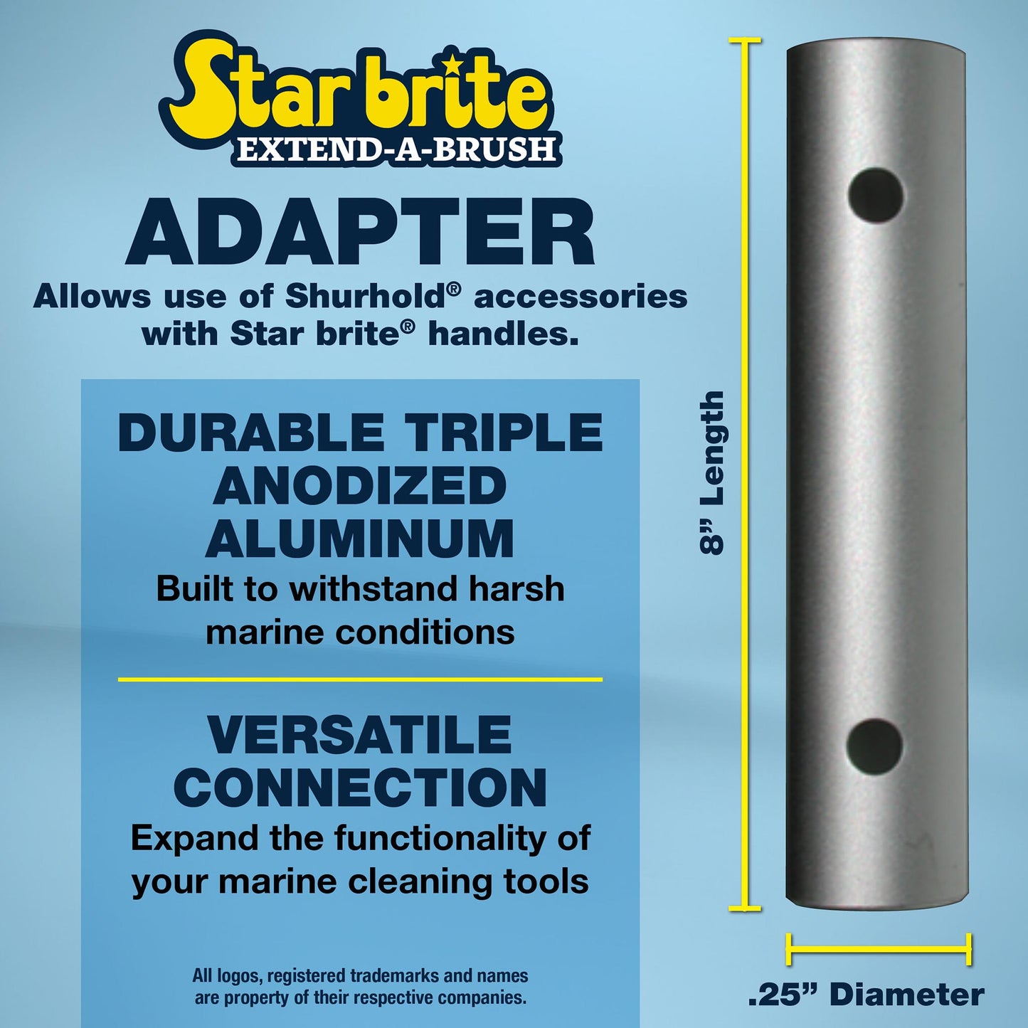 Brush Adaptor for Shurhold Brush Heads, Marine - Grade Aluminum - Star brite Distributing, LLC
