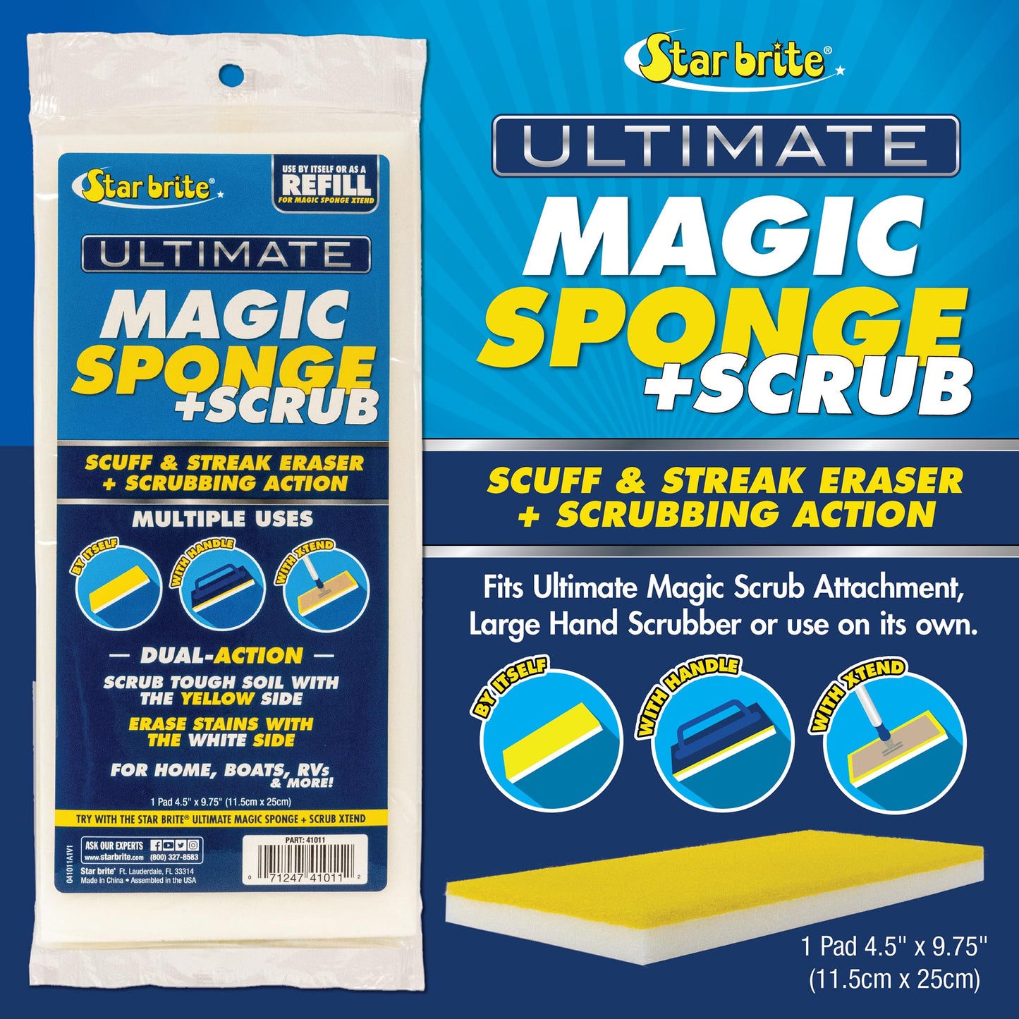 Dual - Sided Magic Sponge + Scrub Pad for Boats & RVs - Star brite Distributing, LLC