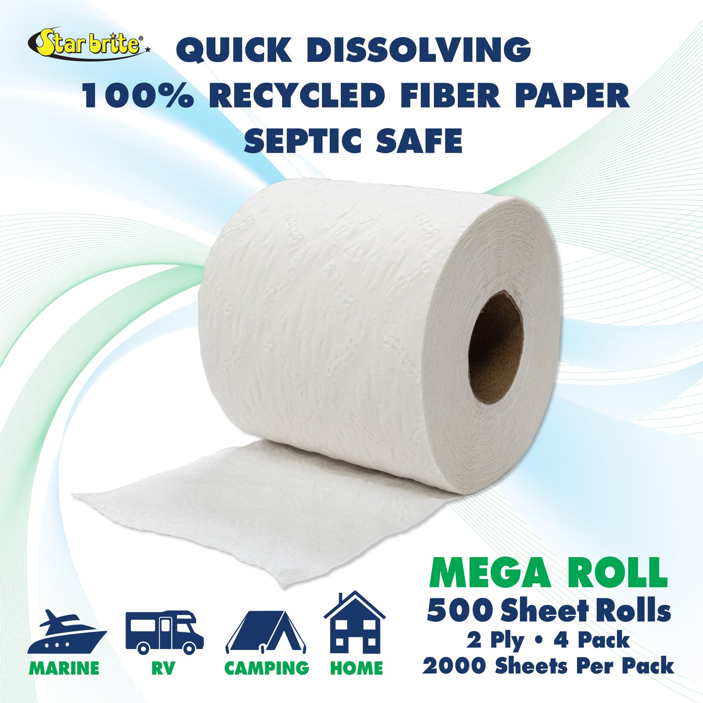 Toilet Tissue Marine/RV Grade Fast Dissolving Paper - 4 Rolls