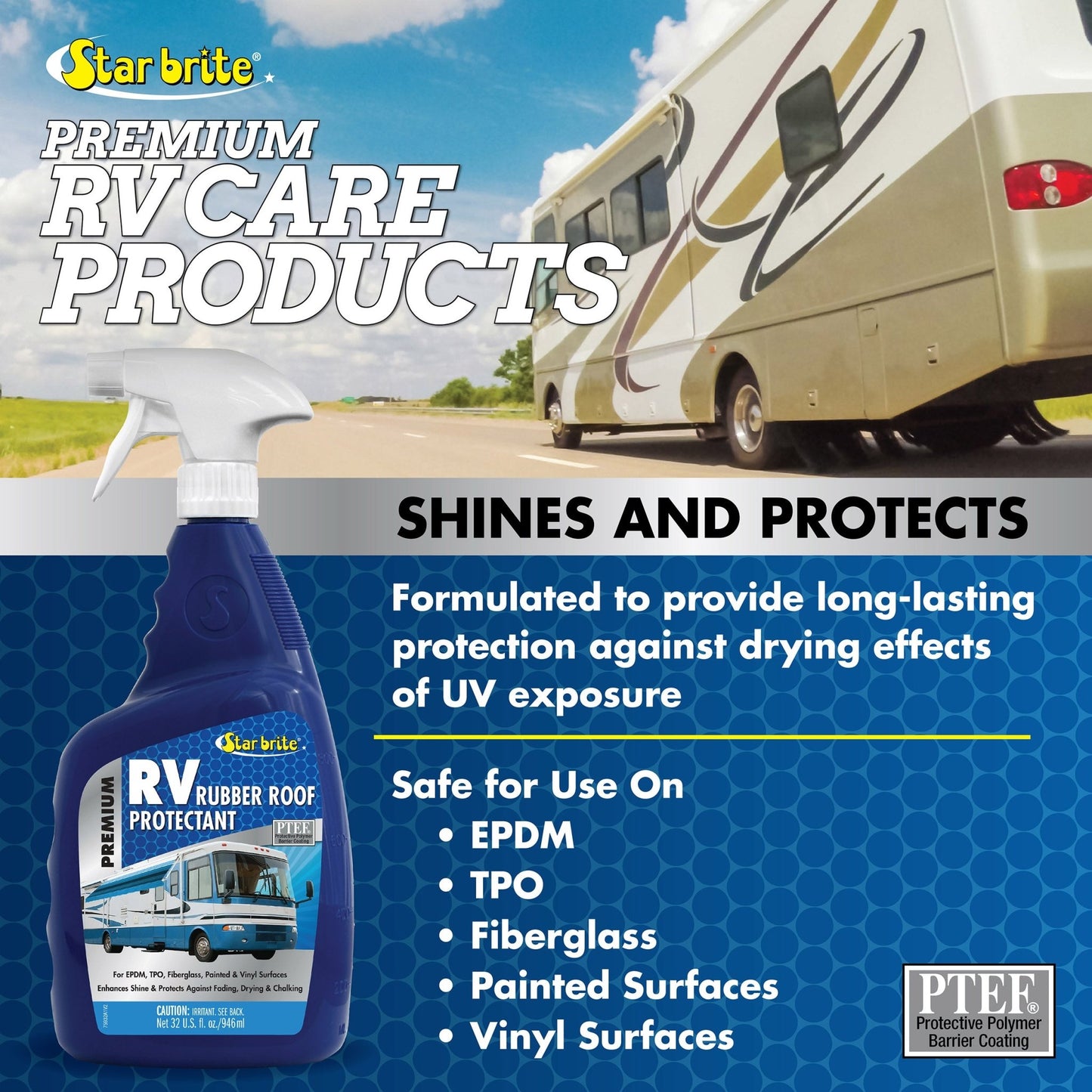 Premium RV Roof Care - Rubber Roof Protectant Spray - Star brite Distributing, LLC