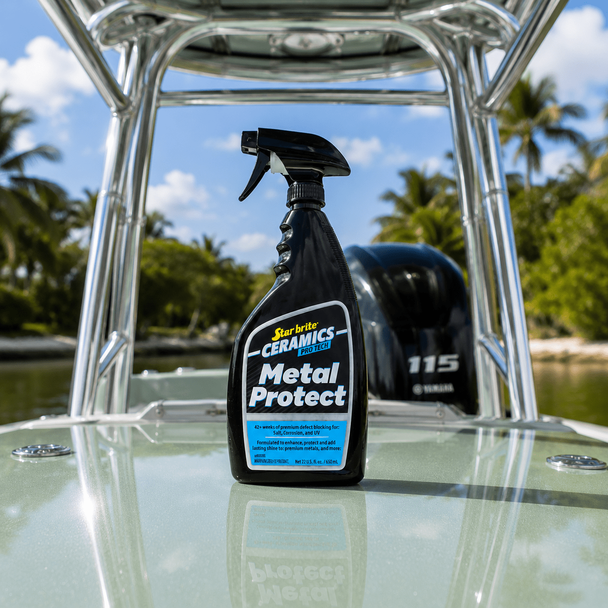 Star brite Ceramics Metal Protect on a boat deck