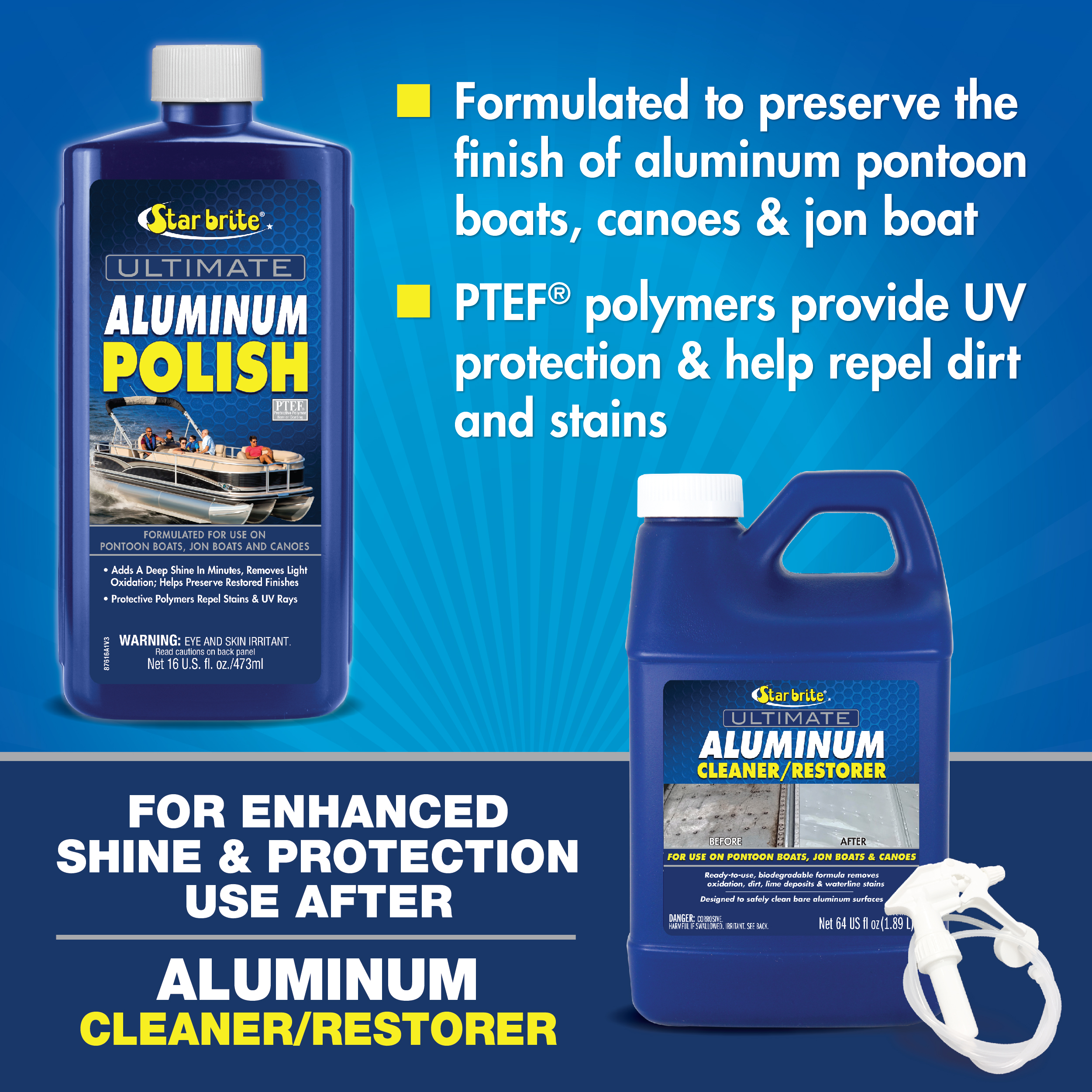 How To Clean & Restore Oxidized Aluminum W/ Star brite  Ultimate Aluminum  Cleaner & Restorer is the best choice for quickly cleaning and improving  the appearance of all aluminum pontoon boats