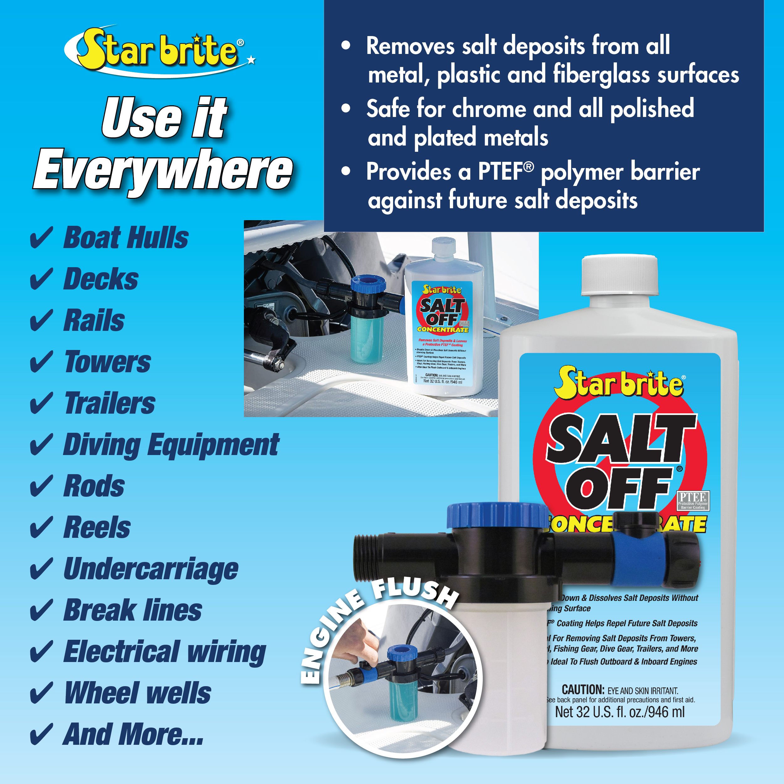  Salt Off Concentrate - Salt Remover Wash & Marine Engine  Flush - 1 GAL & Non-Skid Deck Cleaner & Protectant - Wash Grime Out Of  Non-Slip Surfaces & Protect From