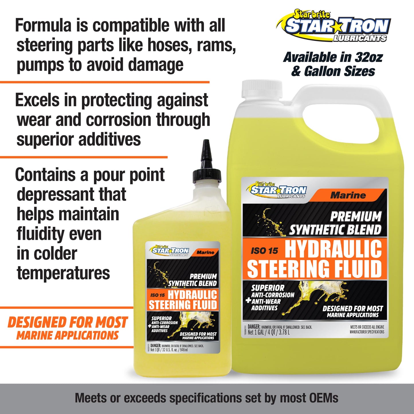 Hydraulic Steering Fluid – ISO 15 Marine Synthetic Blend - Star brite Distributing, LLC
