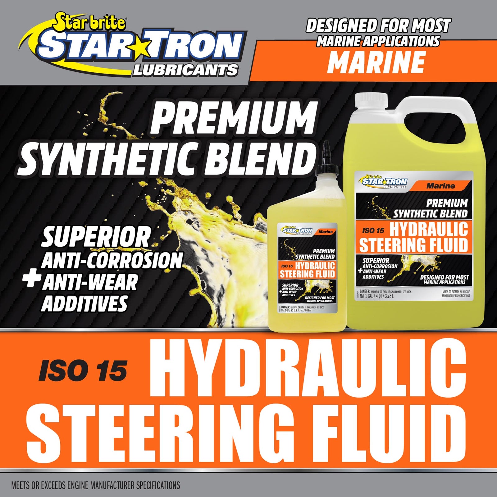 Premium Marine Synthetic Blend Hydraulic Steering Fluid ISO15