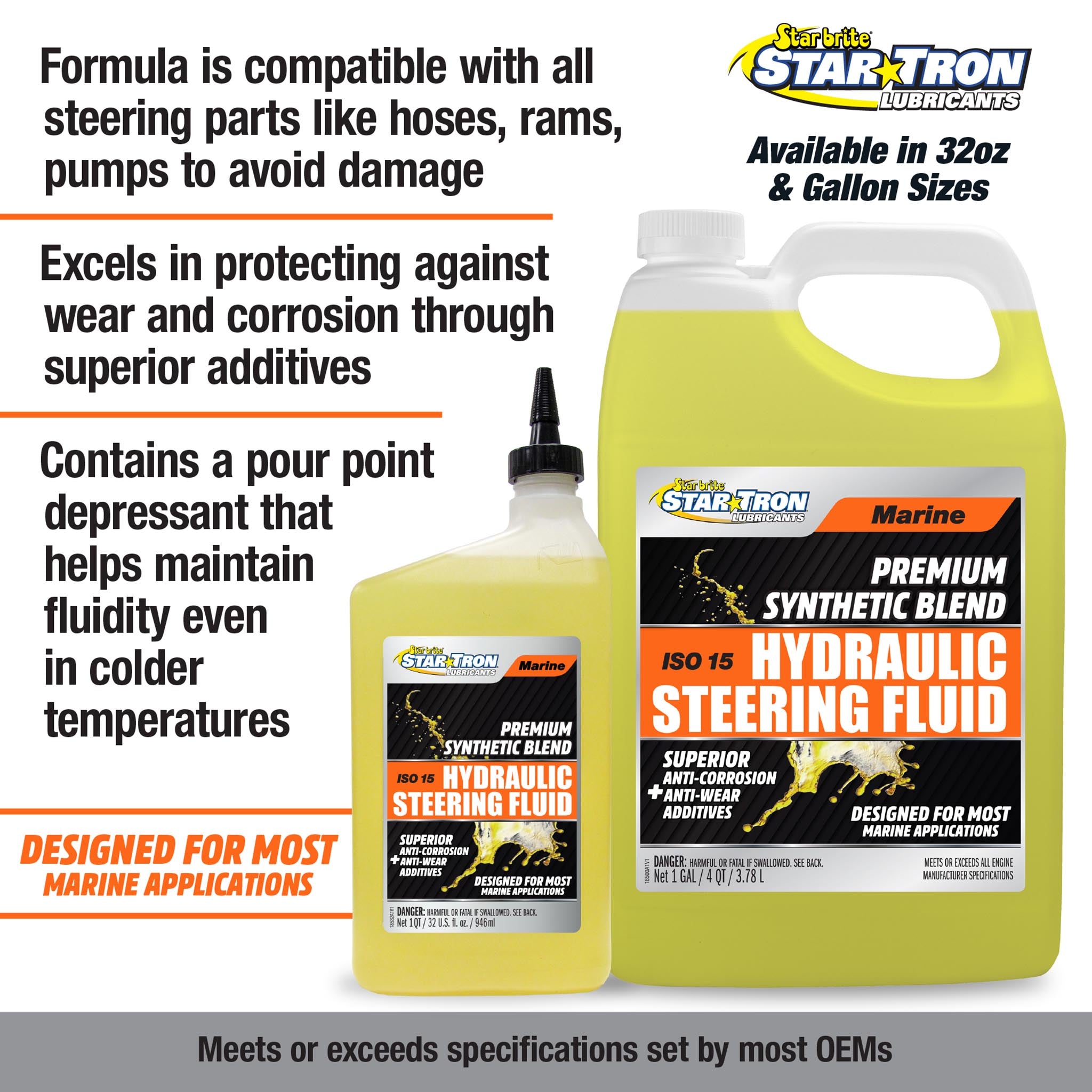 Premium Marine Synthetic Blend Hydraulic Steering Fluid ISO15