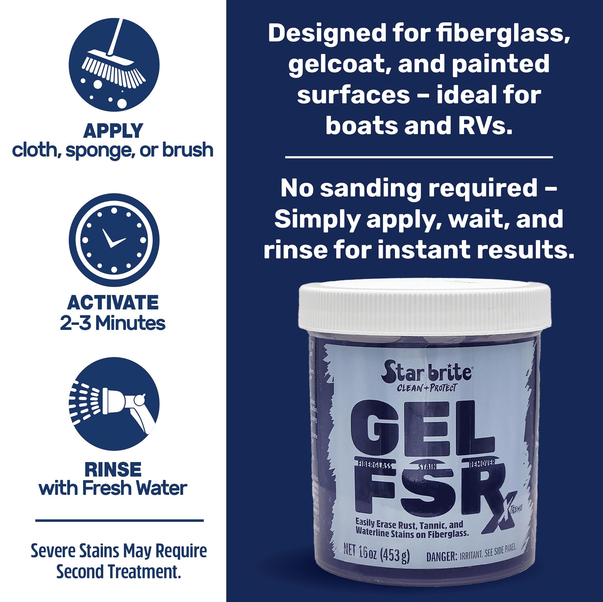 GEL FSR Xtreme Fiberglass Stain Remover – Star brite Distributing, LLC