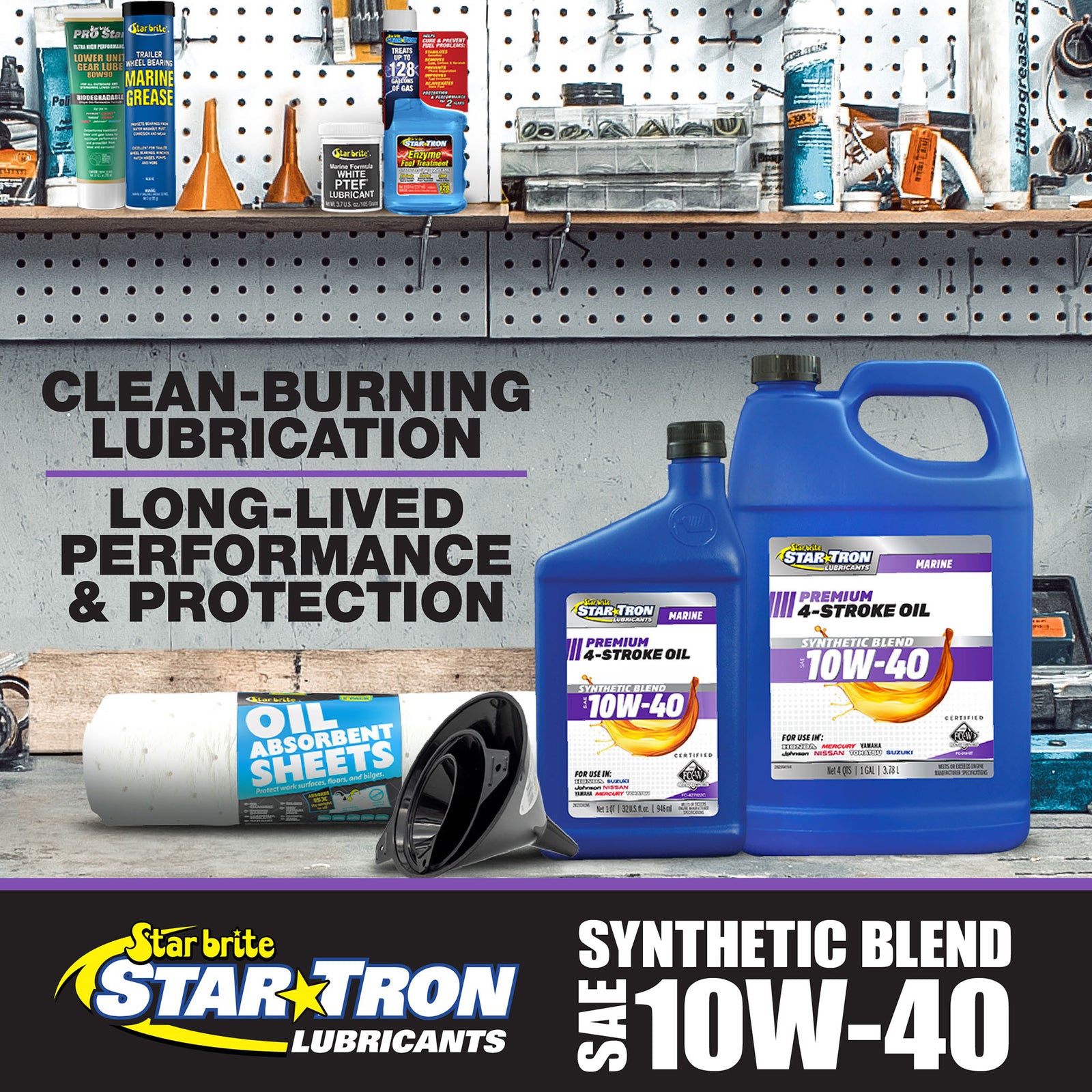 4-Stroke Premium Marine Oil Synthetic Blend SAE 10W-40