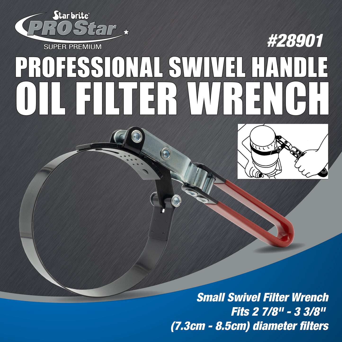 Swivel Handle Oil Filter Wrench for 2-13/16" to 3-5/32" Filters