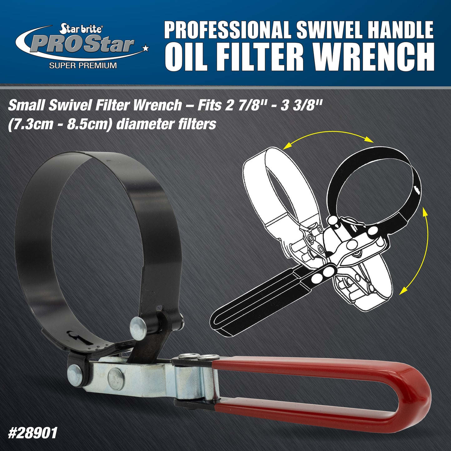 Swivel Handle Oil Filter Wrench for 2-13/16" to 3-5/32" Filters