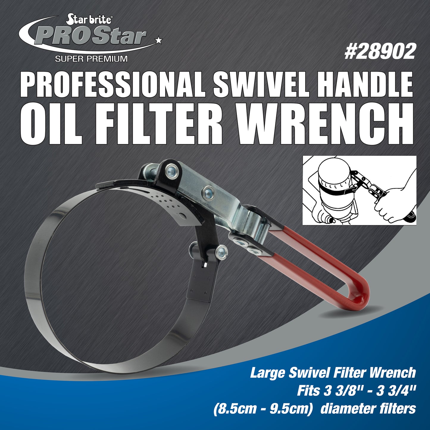 Swivel Handle Oil Filter Wrench for 2-13/16" to 3-5/32" Filters