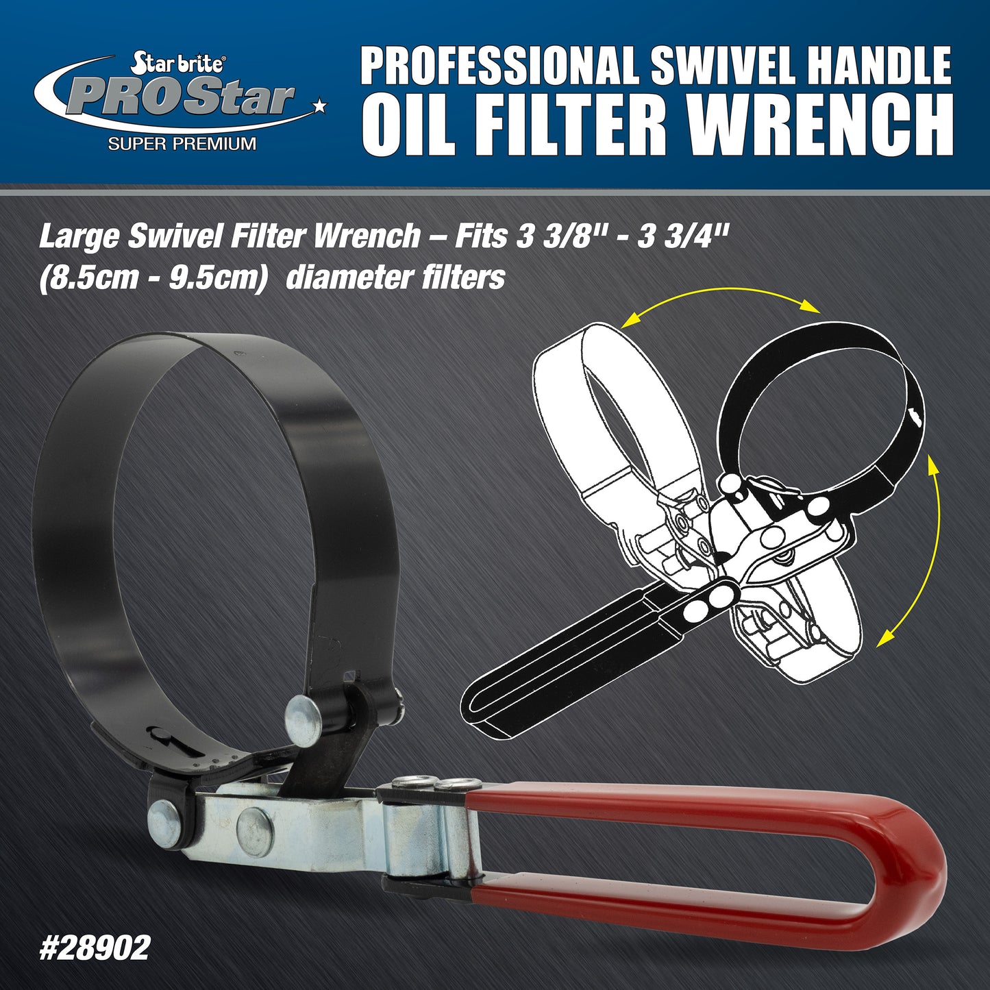 Swivel Handle Oil Filter Wrench for 2-13/16" to 3-5/32" Filters