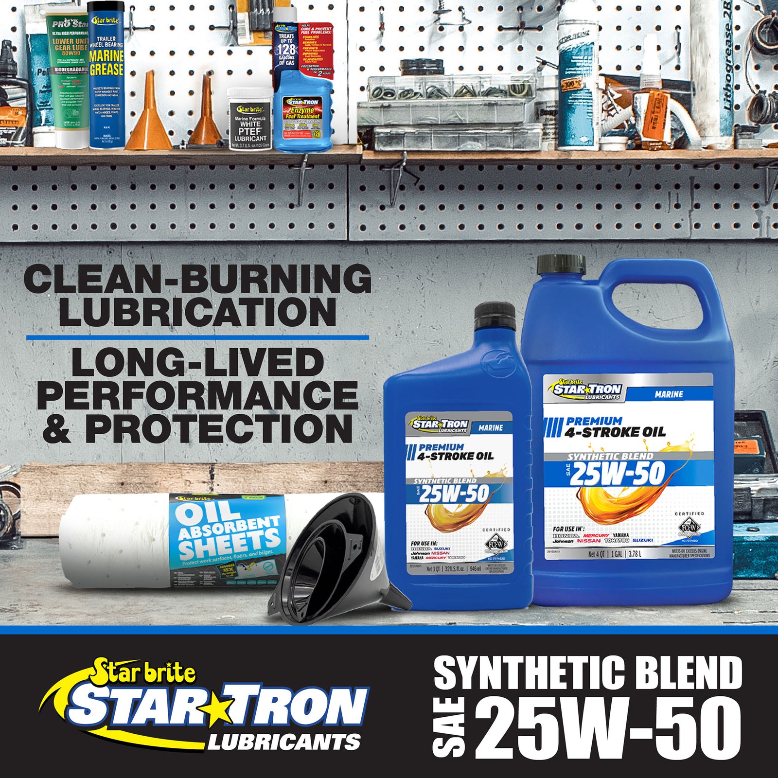 Star Tron Lubricants 25W - 50 Synthetic Blend 4 - Stroke Oil - Star brite Distributing, LLC