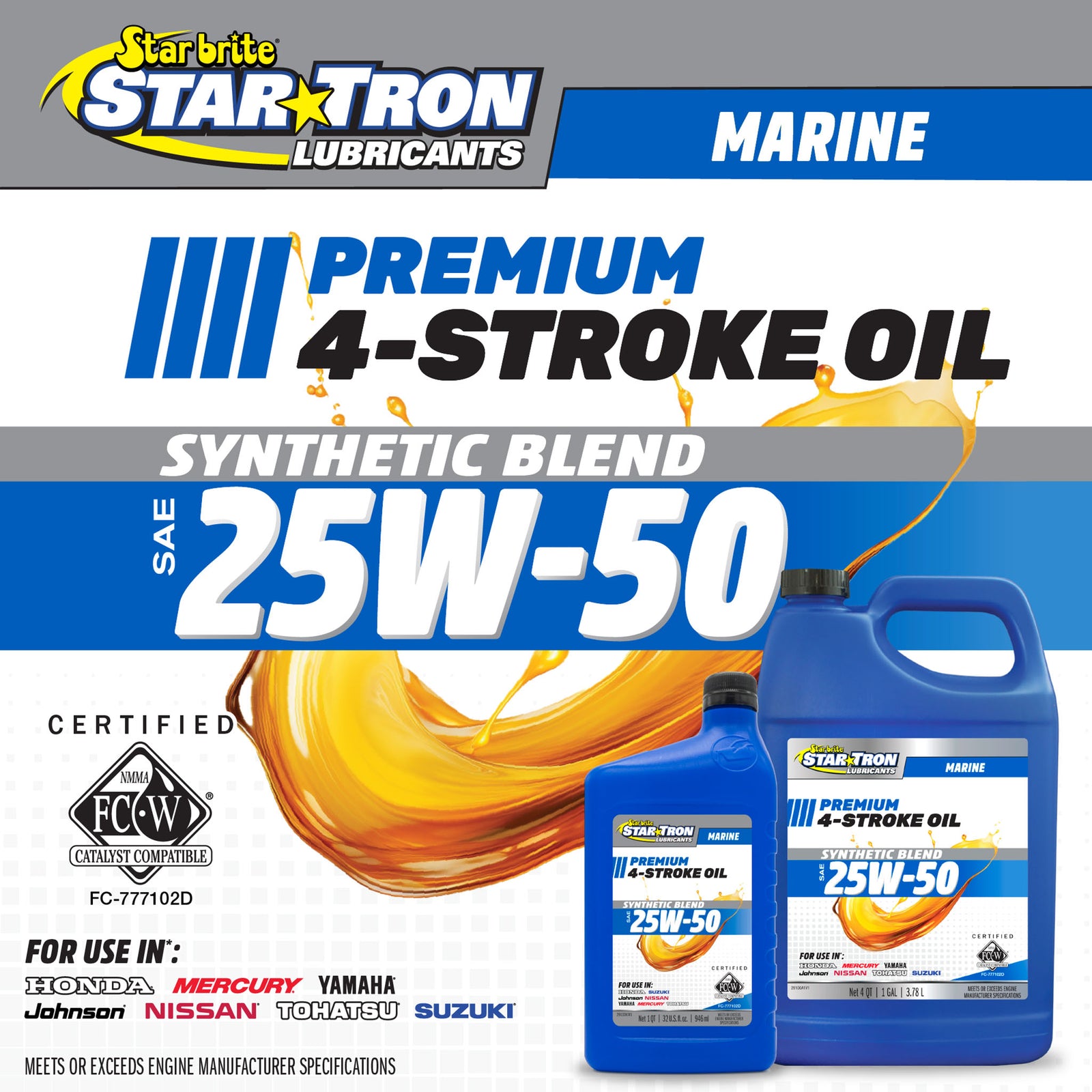4-Stroke Premium Marine Oil Synthetic Blend SAE 25W-50