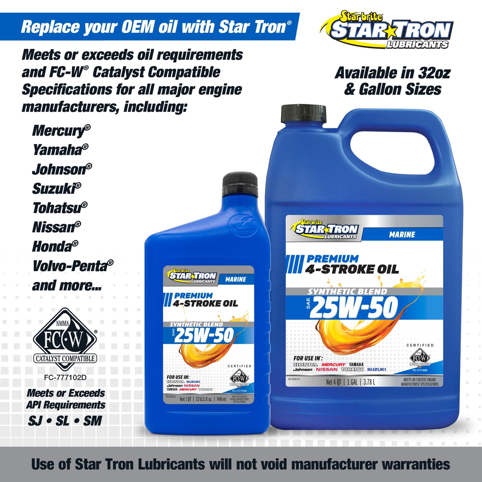 4-Stroke Premium Marine Oil Synthetic Blend SAE 25W-50