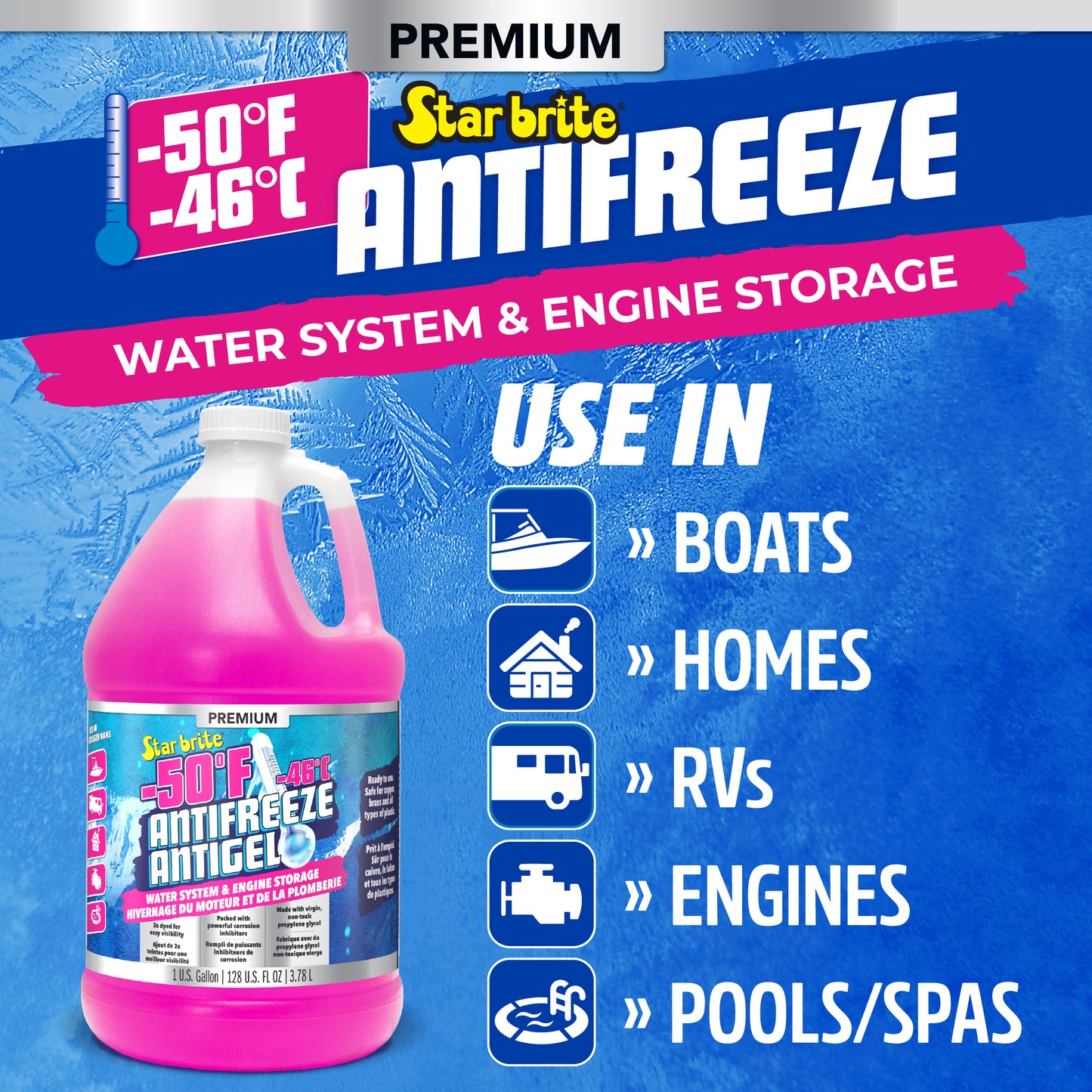-50°F Premium Antifreeze for RV, Boat & Water System, Non-Toxic