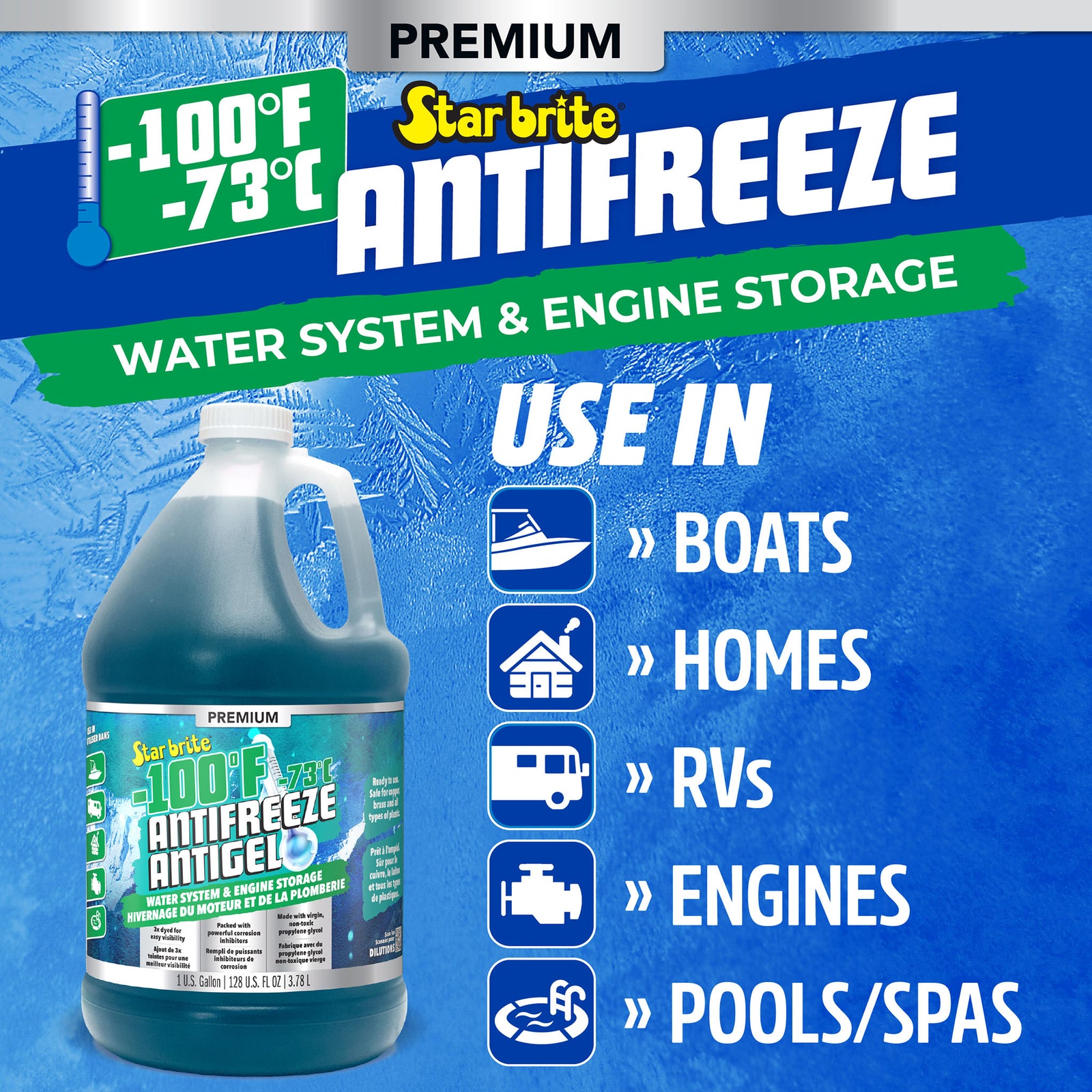 -100°F Antifreeze for RV, Boat & Water System, Propylene Glycol