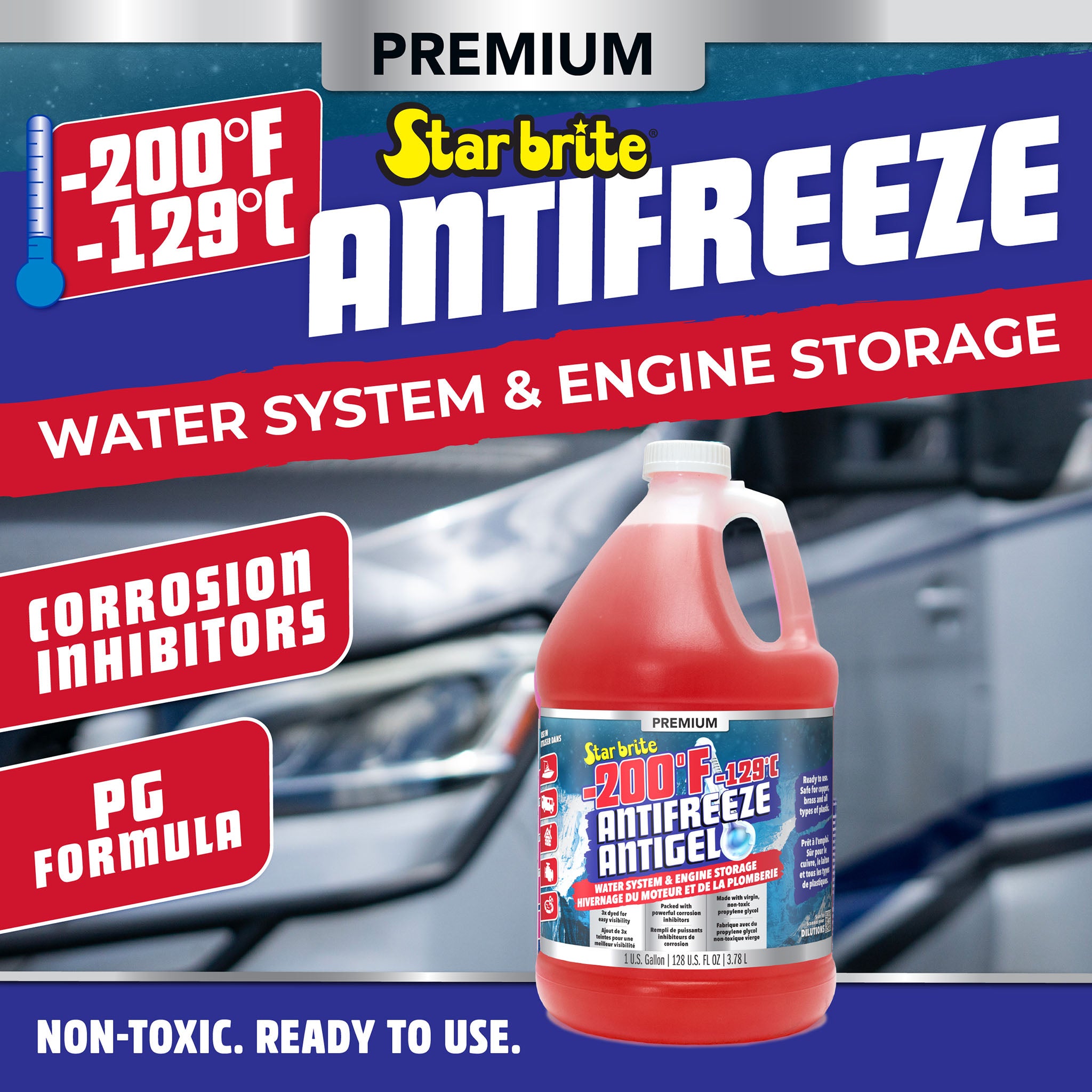 200°F Antifreeze for RV, Boat, and Water Systems, Propylene Glycol