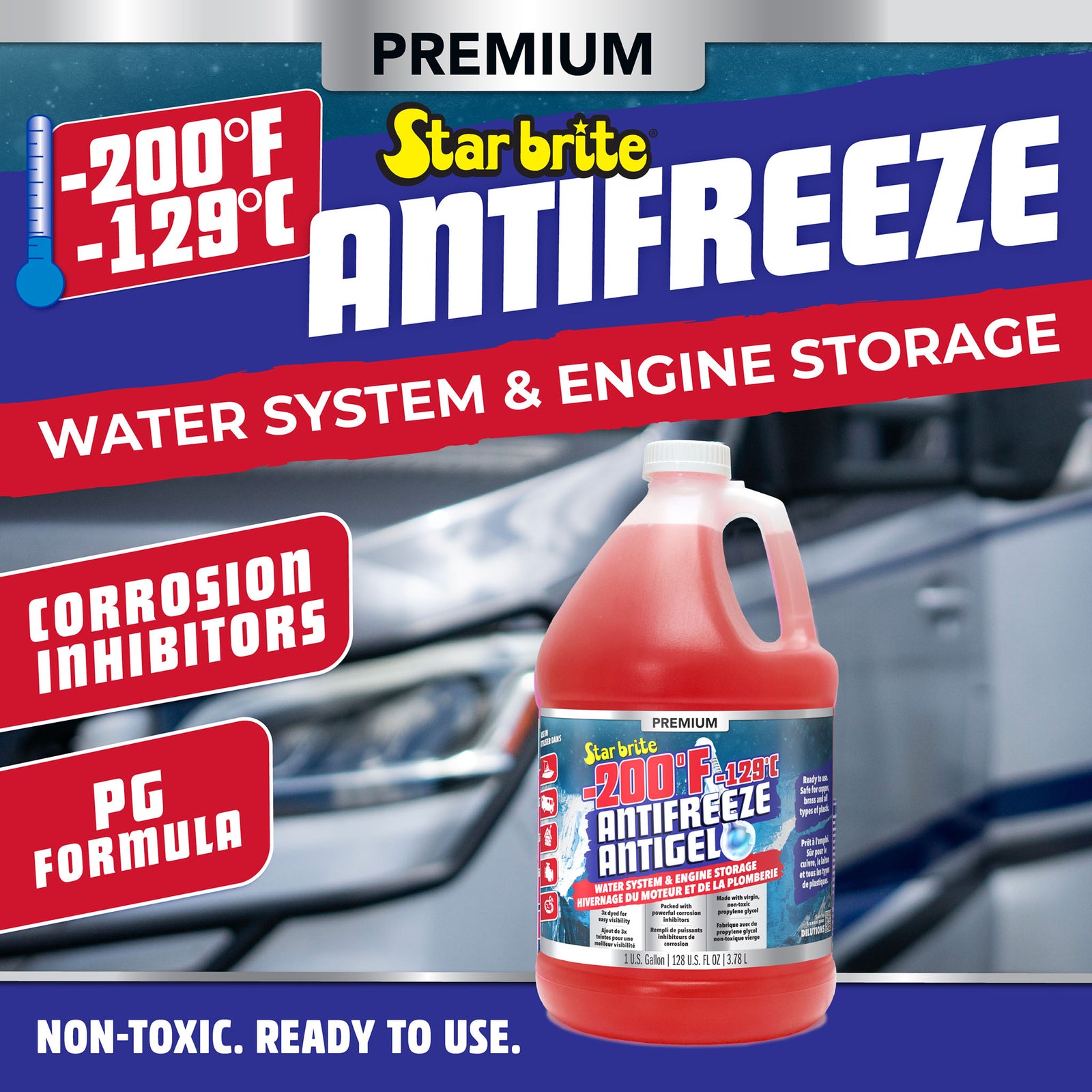 -200°F Antifreeze for RV, Boat, and Water Systems, Propylene Glycol Formula