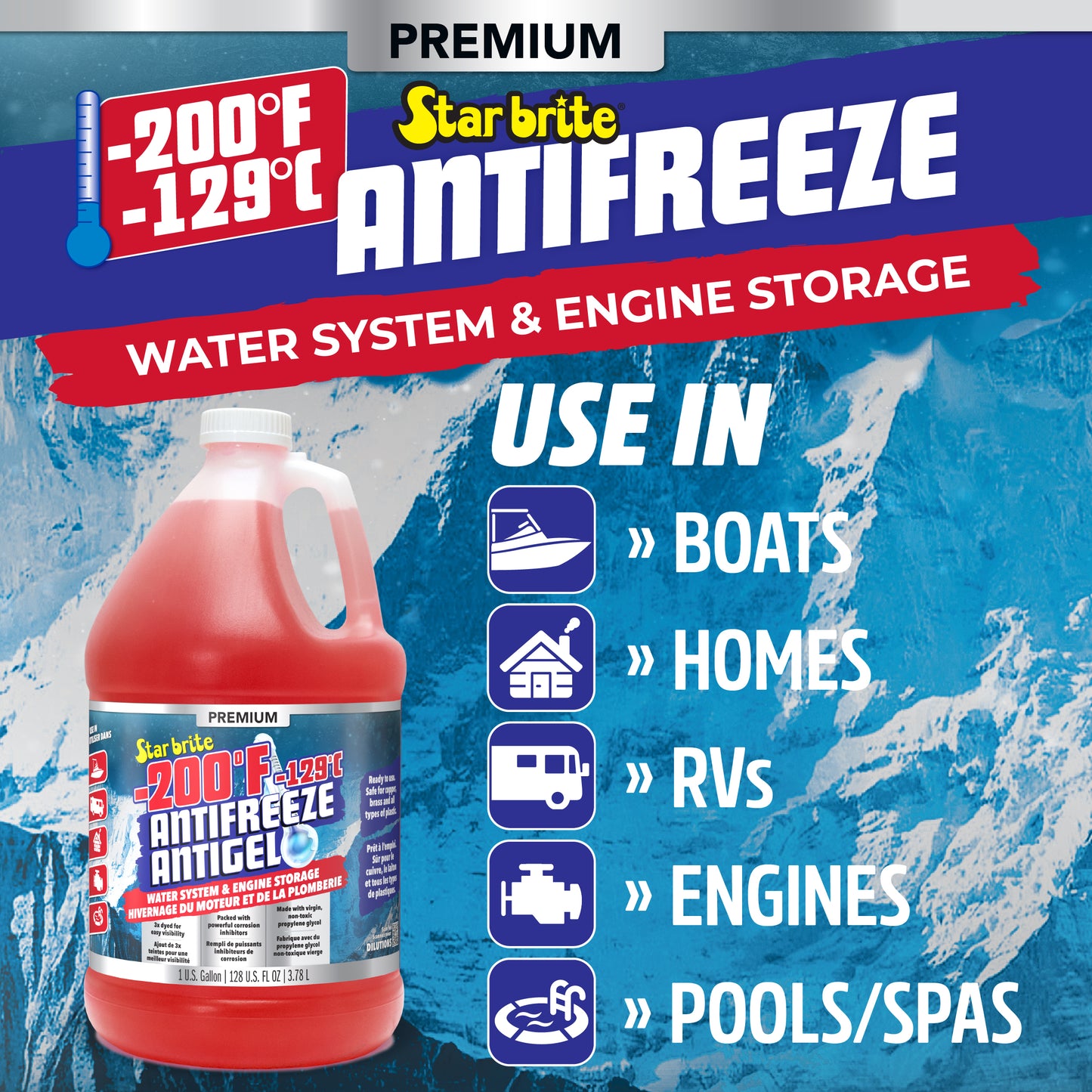 -200°F Antifreeze for RV, Boat & Water System, Non-Toxic PG