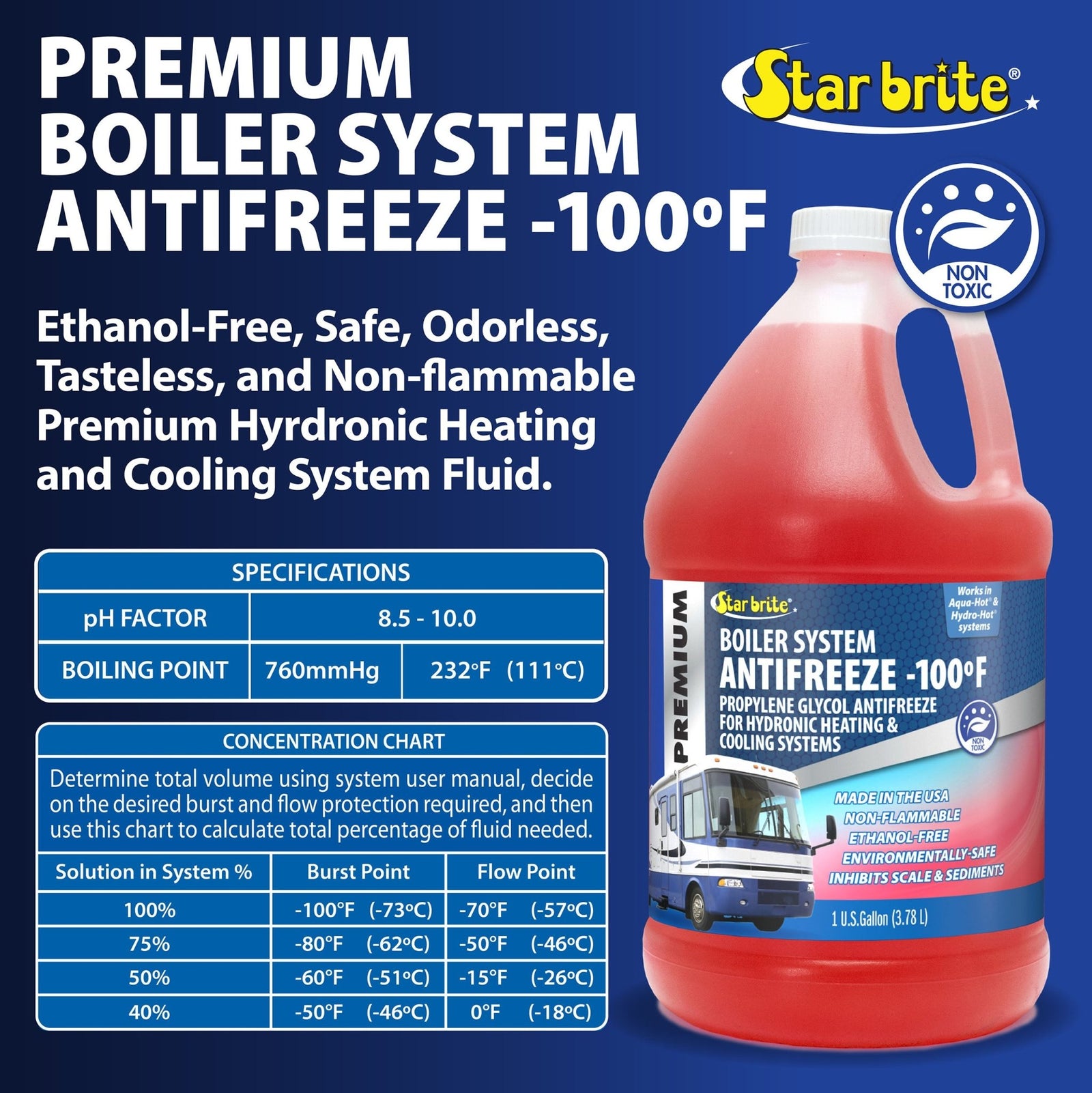 Premium -100°F Boiler System PG Antifreeze - Star brite Distributing, LLC