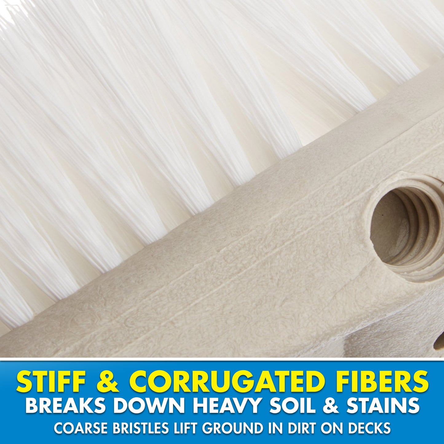 8" Heavy Duty Stiff Bristle Wash Brush - Durable Deck Cleaning Brush