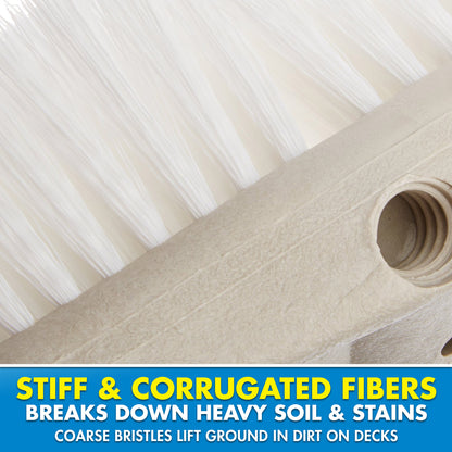 8" Heavy Duty Stiff Bristle Wash Brush - Durable Deck Cleaning Brush
