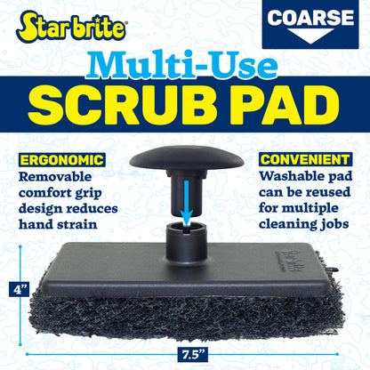 All-Purpose Coarse (Black) Scrubber Pad - Handle for Boats