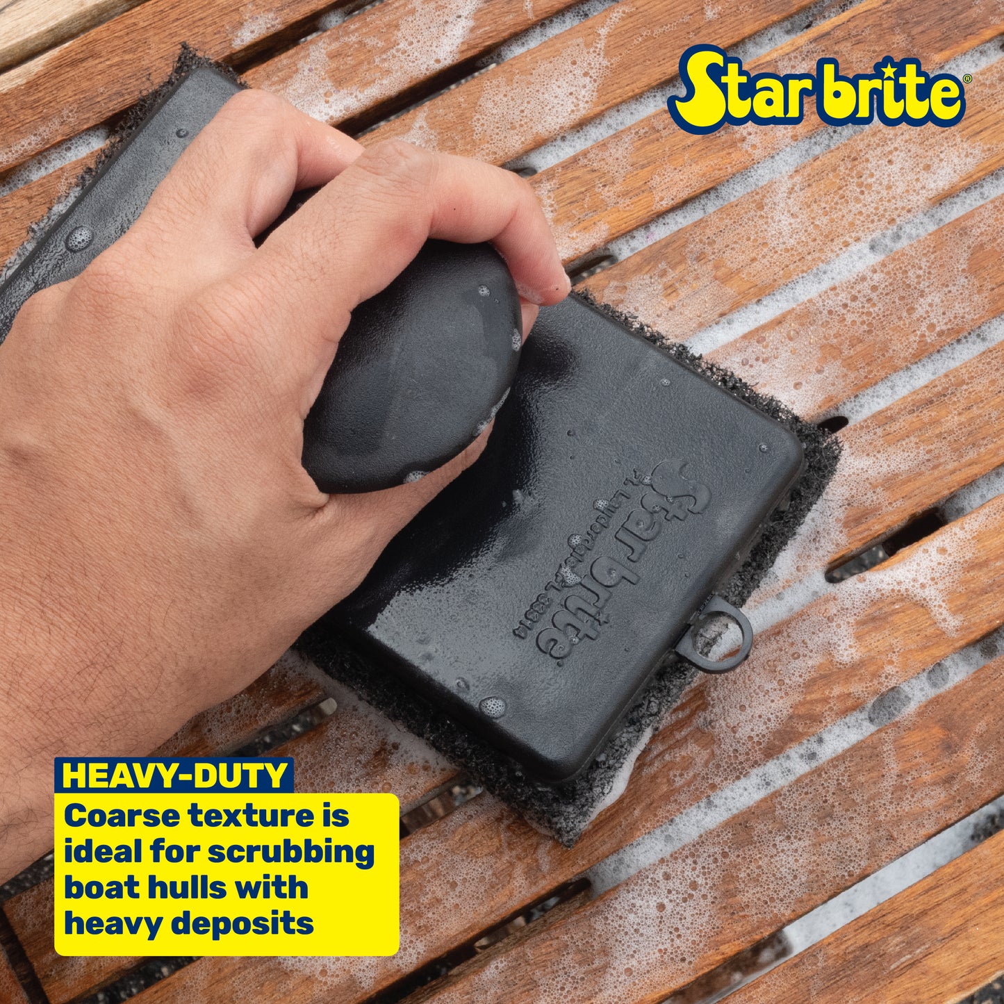 All-Purpose Coarse (Black) Scrubber Pad - Handle for Boats