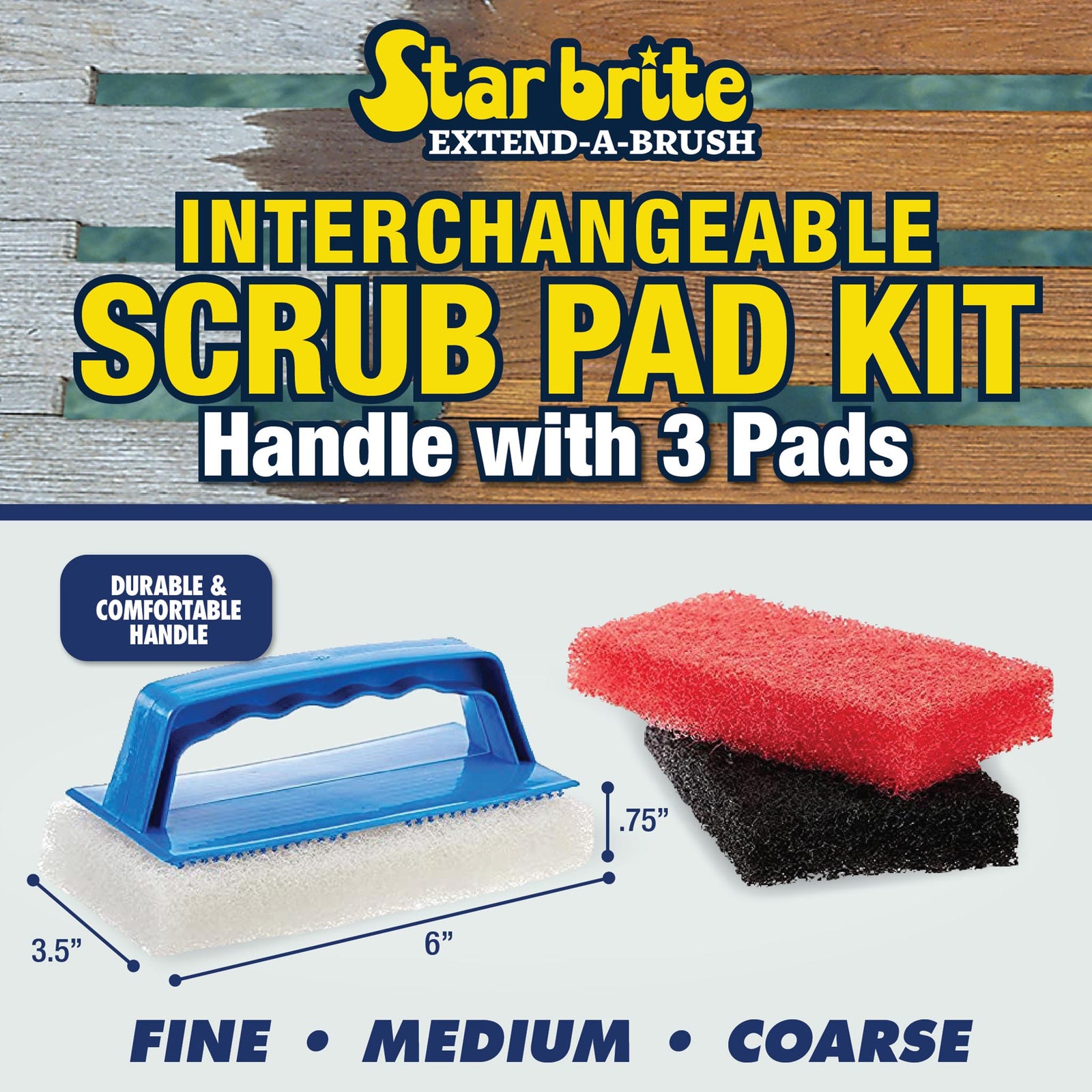 Multi-Texture Scrub Pad Kit with Interchangeable Handle - Star brite Distributing, LLC