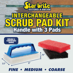 Multi-Texture Scrub Pad Kit with Interchangeable Handle - Star brite Distributing, LLC