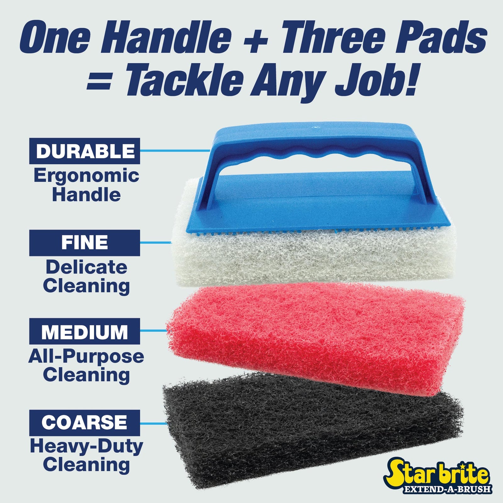 Multi-Texture Scrub Pad Kit with Interchangeable Handle - Star brite Distributing, LLC