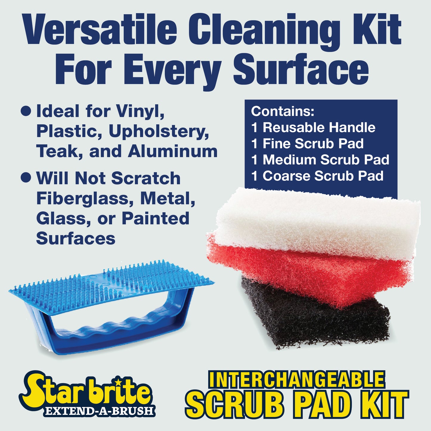 Multi-Texture Scrub Pad Kit with Interchangeable Handle