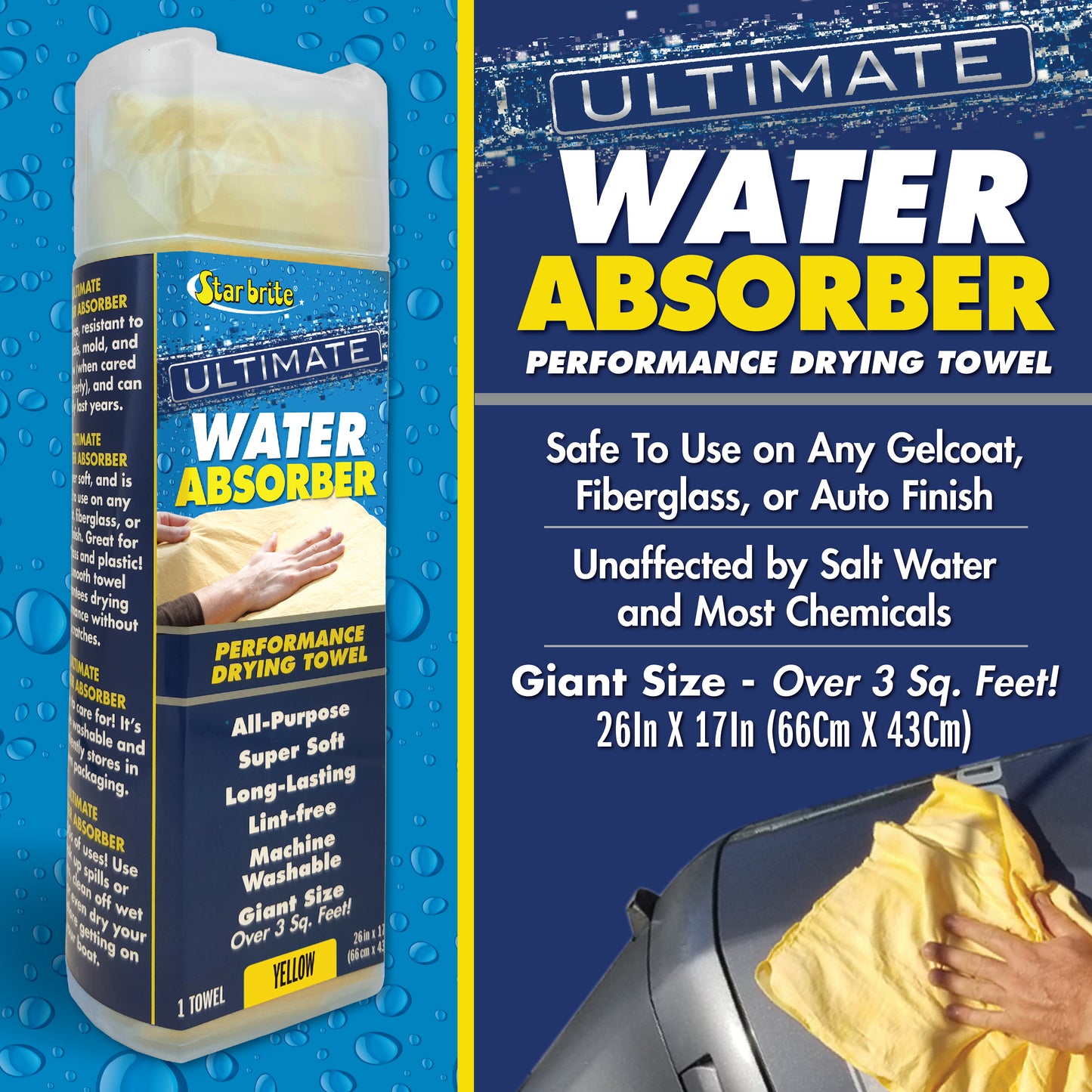 Ultimate Water Absorber - Performance Drying Towel - Yellow