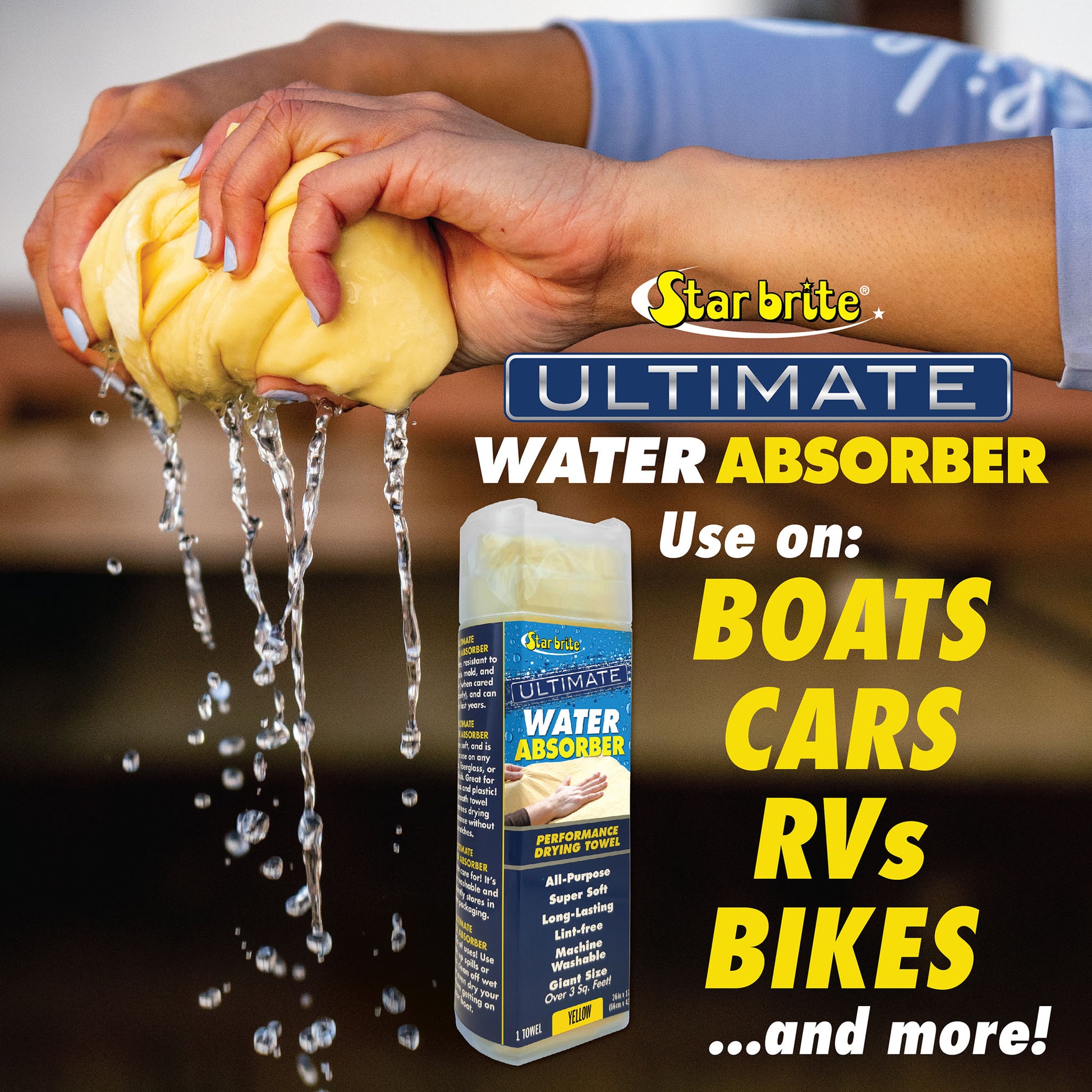 Ultimate Water Absorber - Performance Drying Towel - Yellow - Star brite Distributing, LLC
