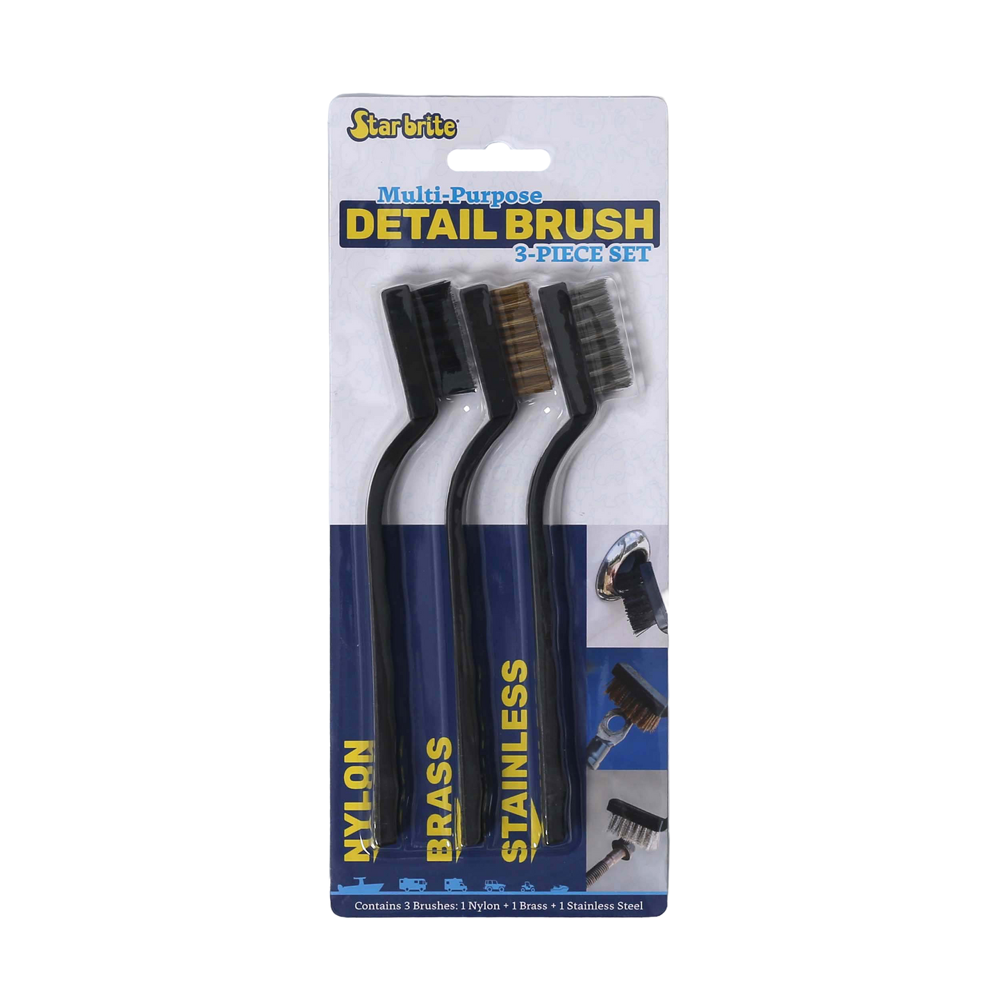 Multipurpose Detail Brush Set – Nylon, Brass & Stainless (3 Pack)