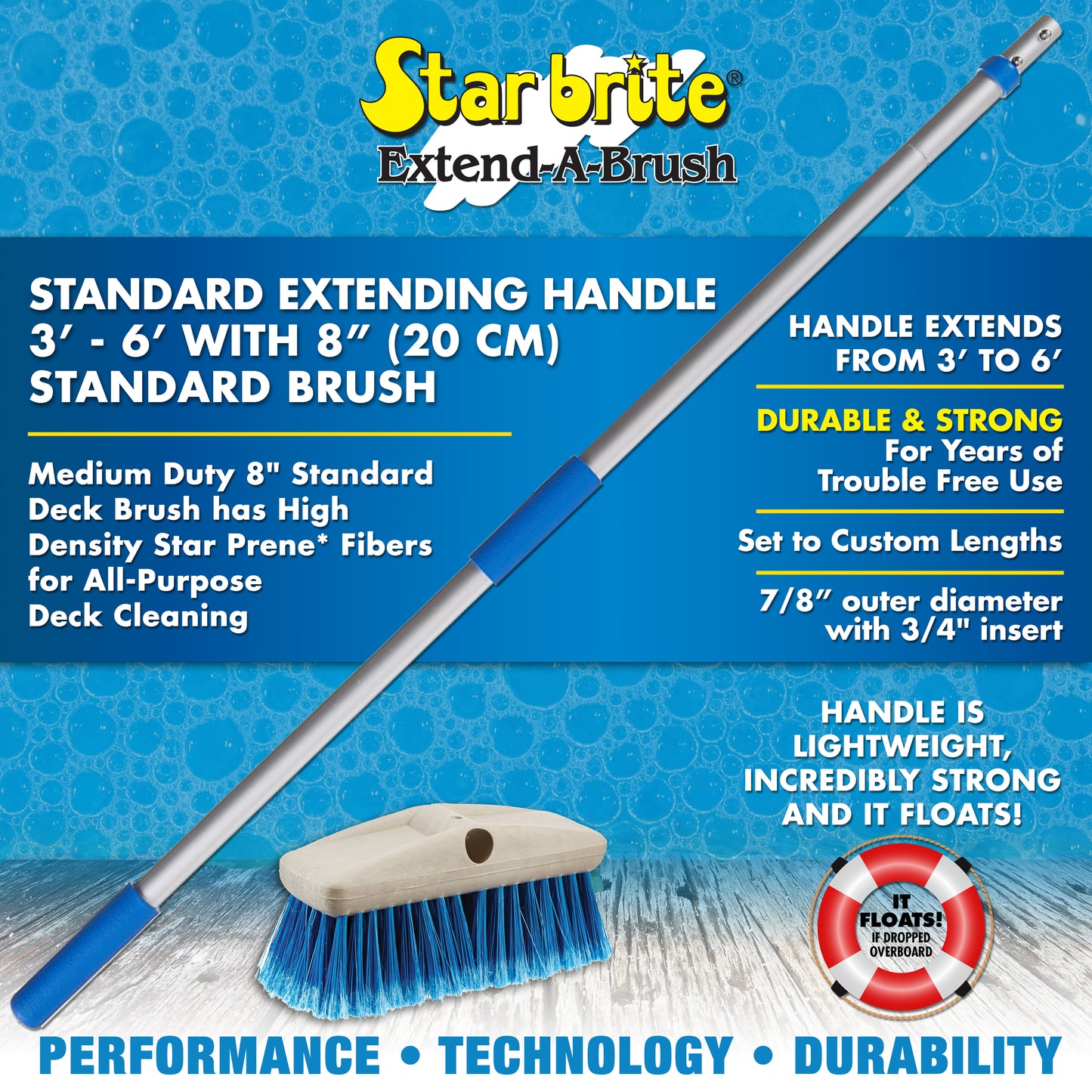 Telescoping Deck Brush - Medium Duty 8" Brush