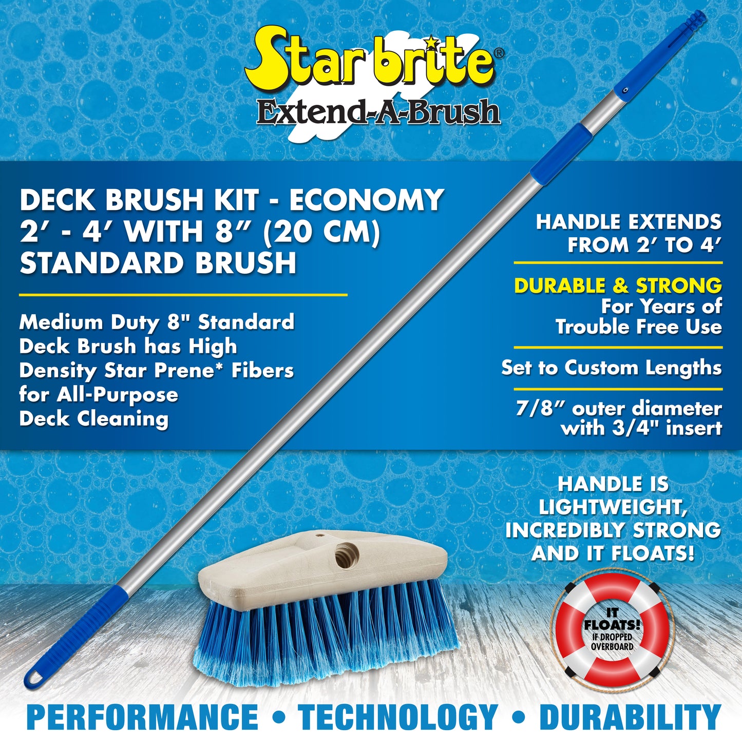 Brush Kit - Telescoping 2'-4' Handle, 8" Medium Duty Bristles