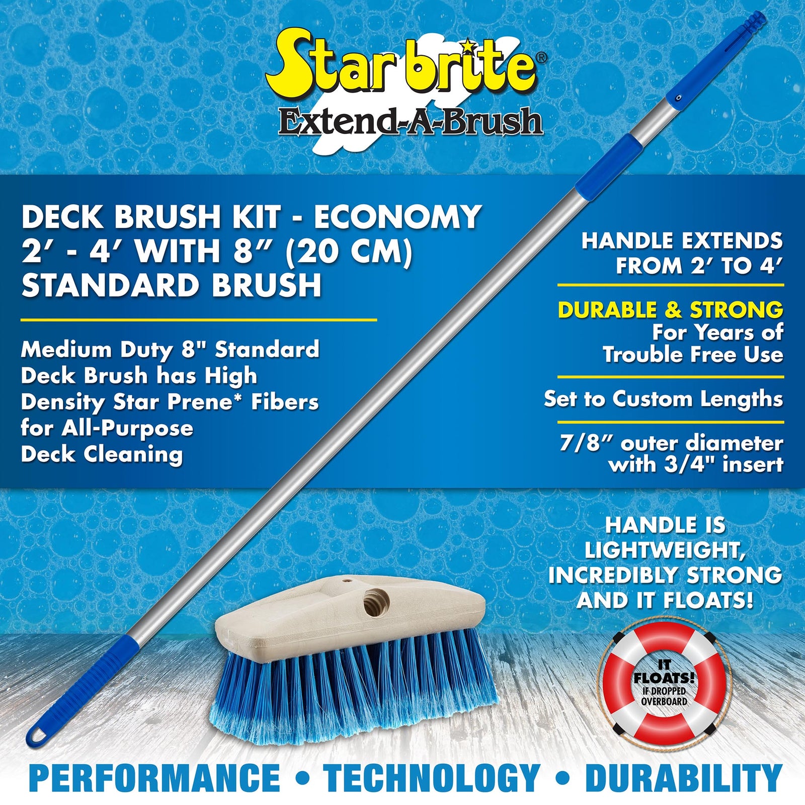 Telescoping 2'-4' Handle & 8" Medium Duty Bristles Brush Kit