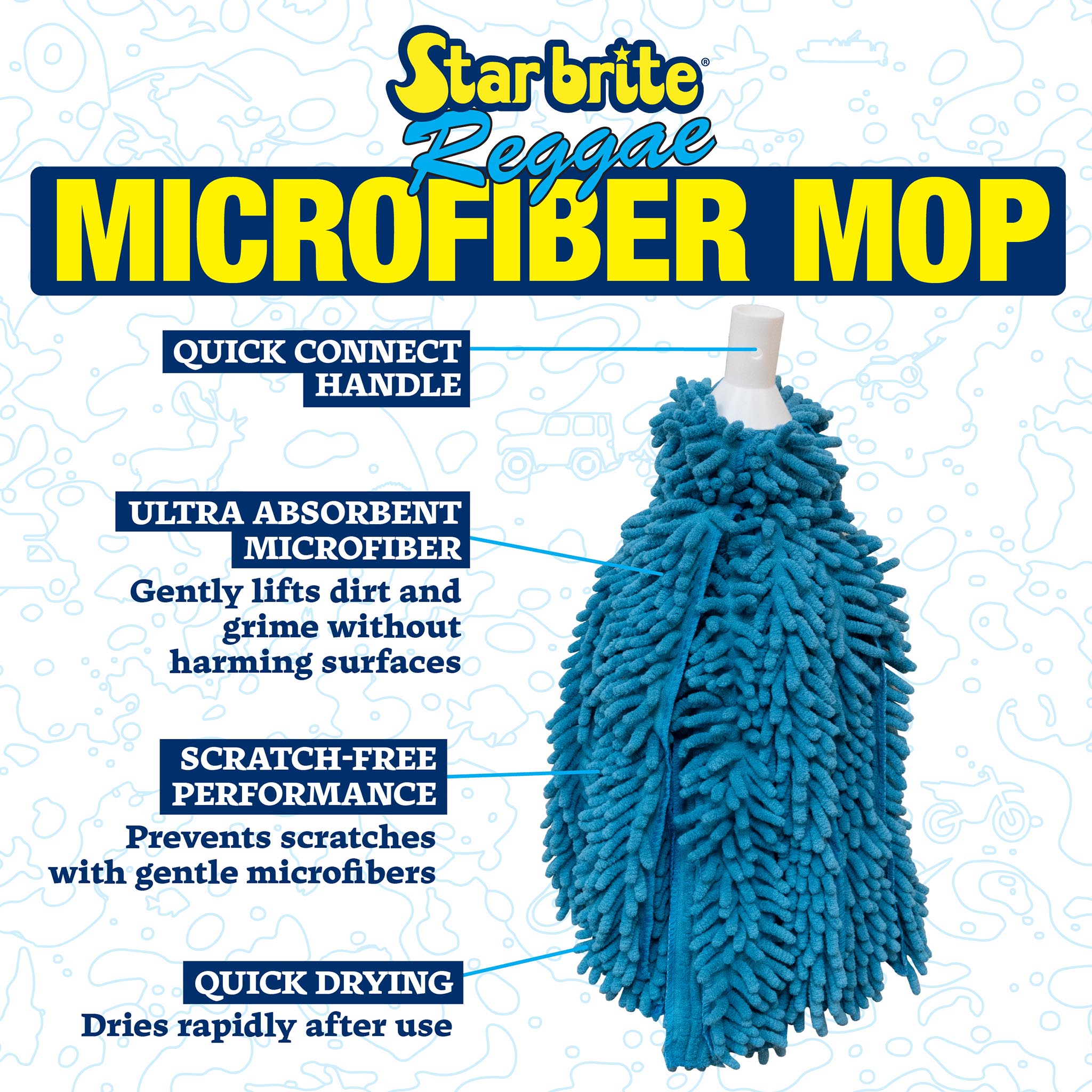 【OMMO】MULTI STRIPE PT Microfiber Mop with Quick Connect – Star brite Distributing, LLC