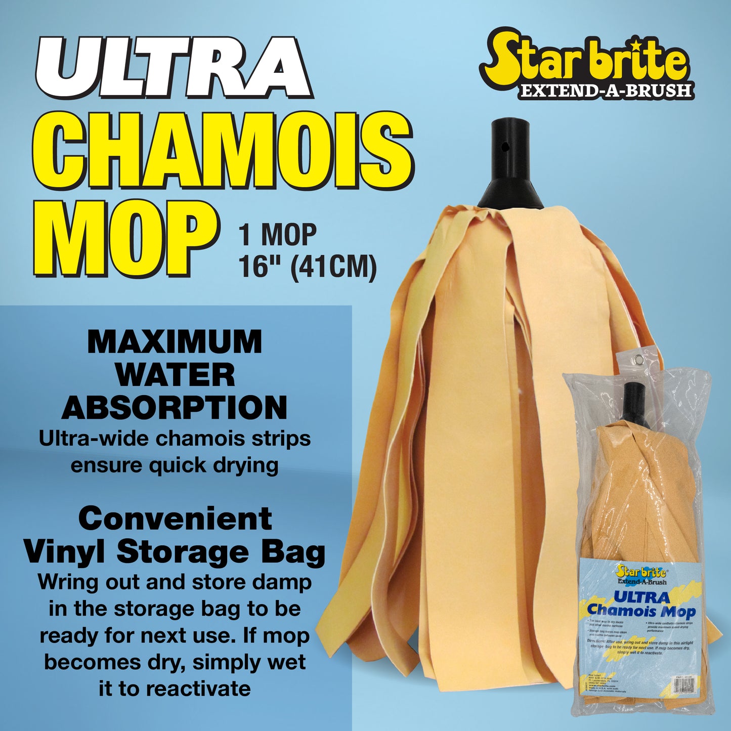 Ultra Chamois Mop & Bag - Attaches to All Extend-A-Brush Handles