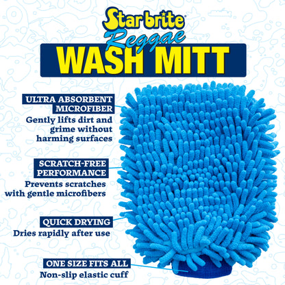 Machine Washable Microfiber Reggae Mitt - Soft, Highly Absorbent