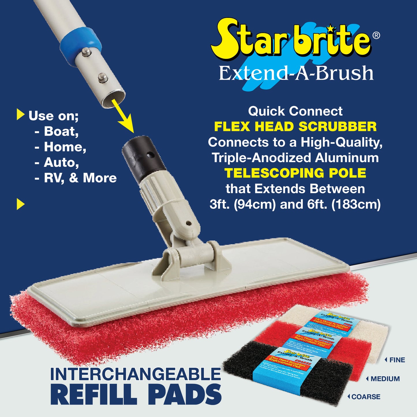 Large Scrub Pad With Flexible Head Scrubber - Med Texture (Red)