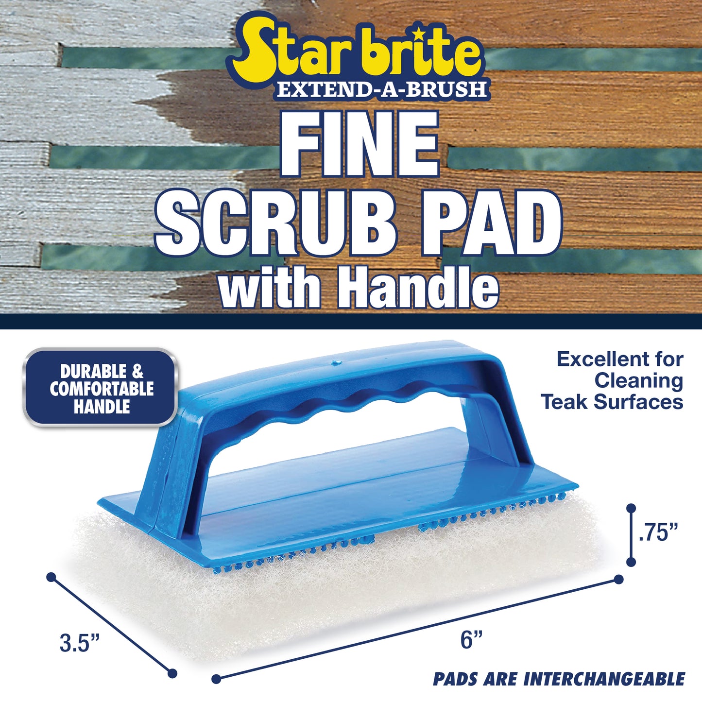 Fine White Scrub Pad with Interchangeable Handle