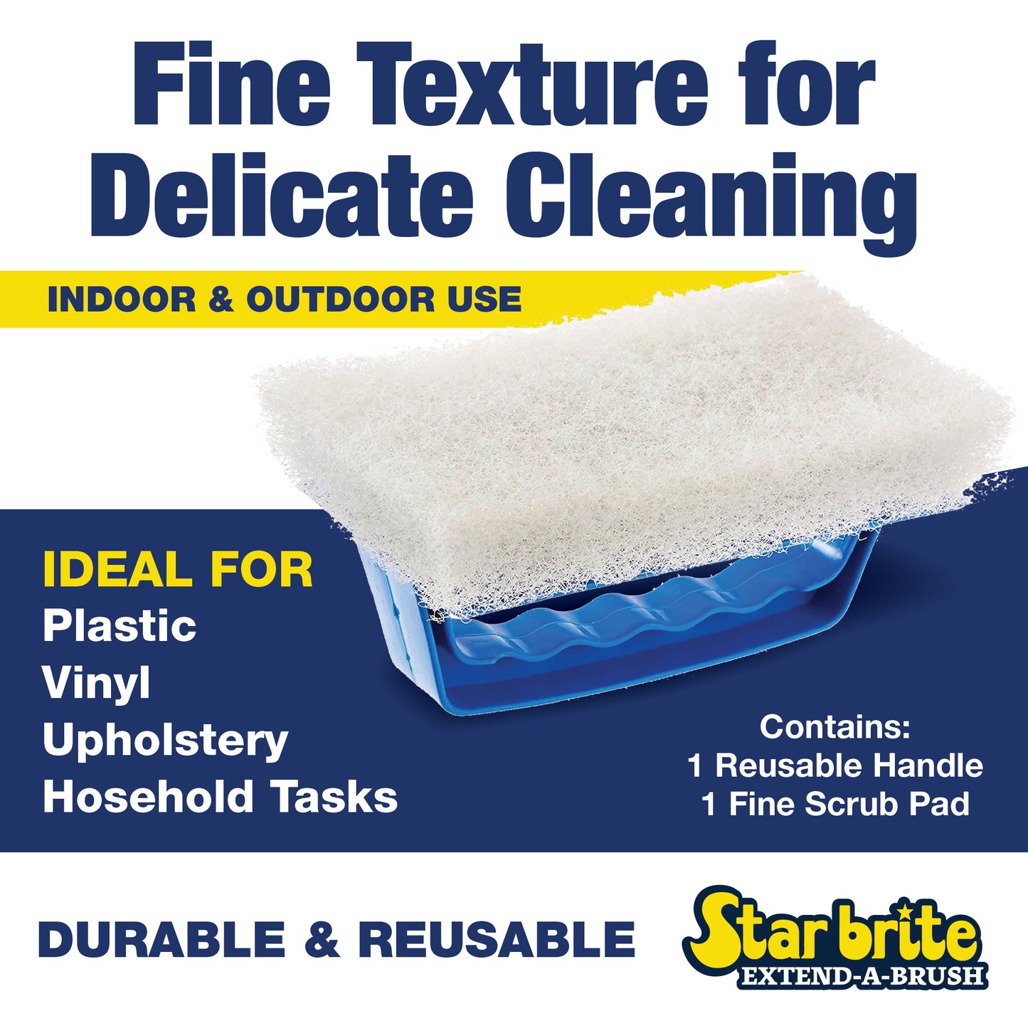 Fine White Scrub Pad with Interchangeable Handle